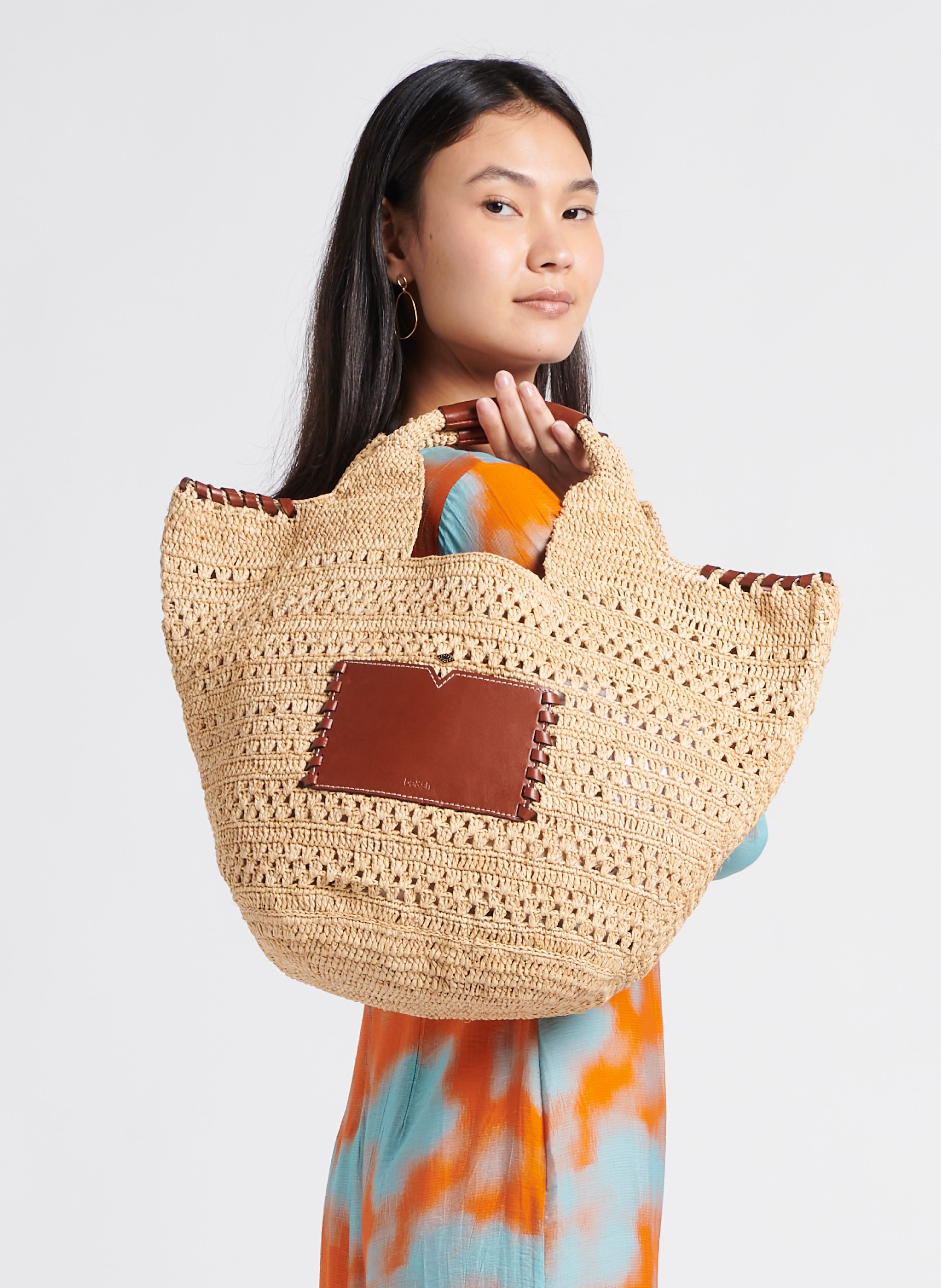 Shopper van riet en leer BA&SH Bruin