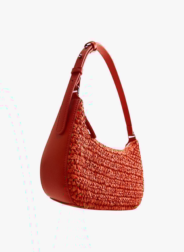 Orange Straw shoulder bag