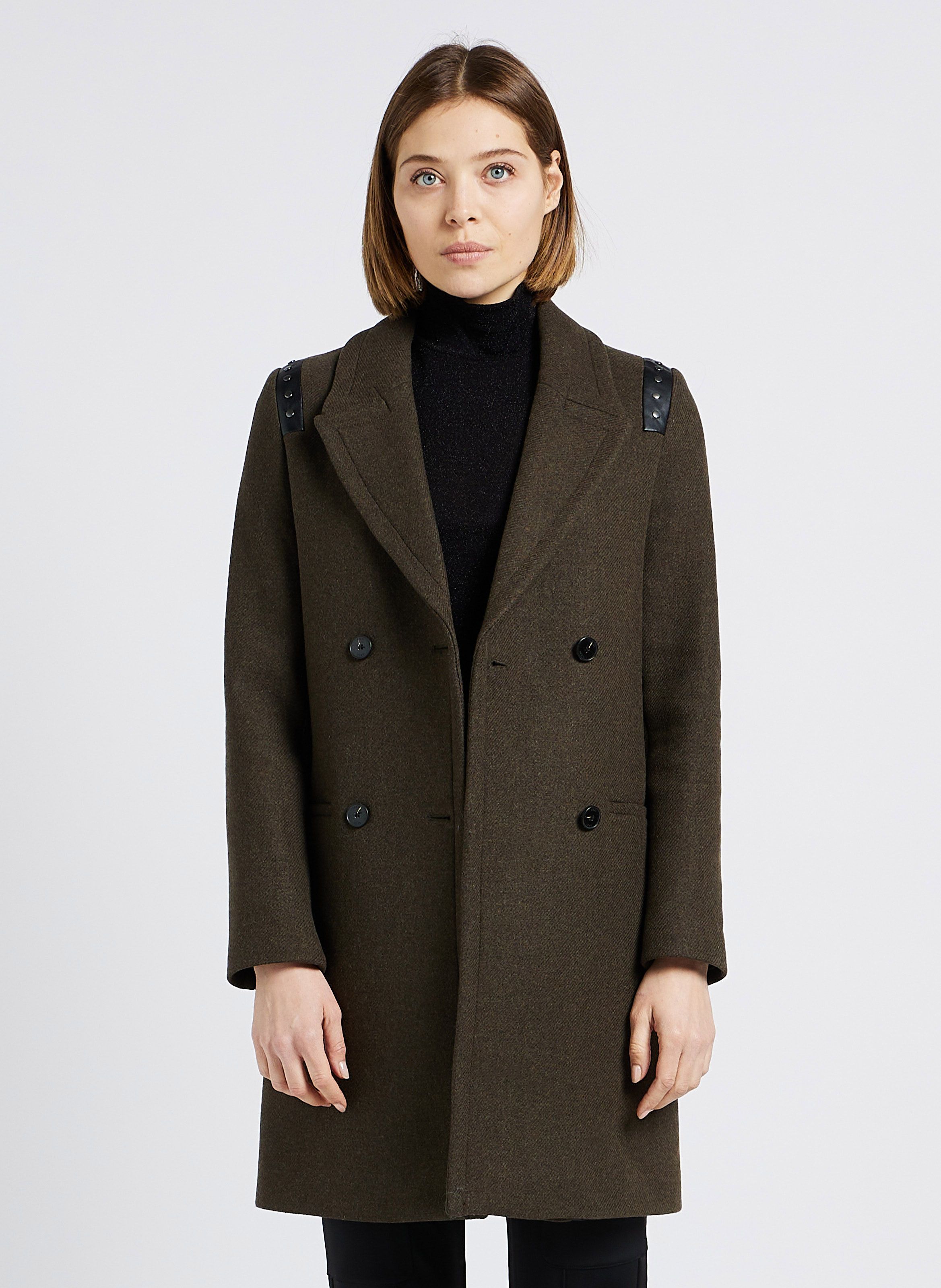 Manteau laine kaki discount femme