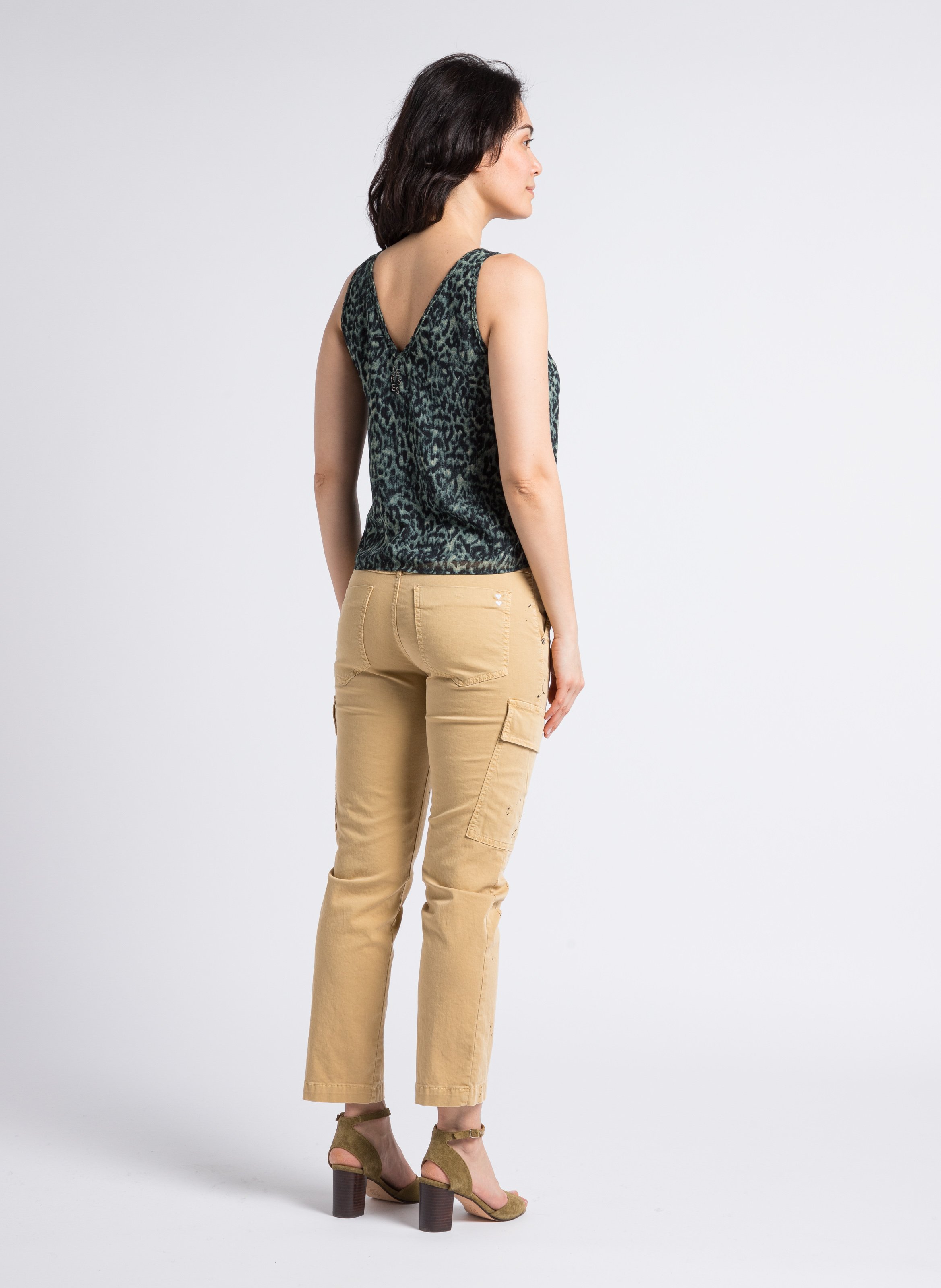 Cotton-blend cargo-style pants PLEASE Beige