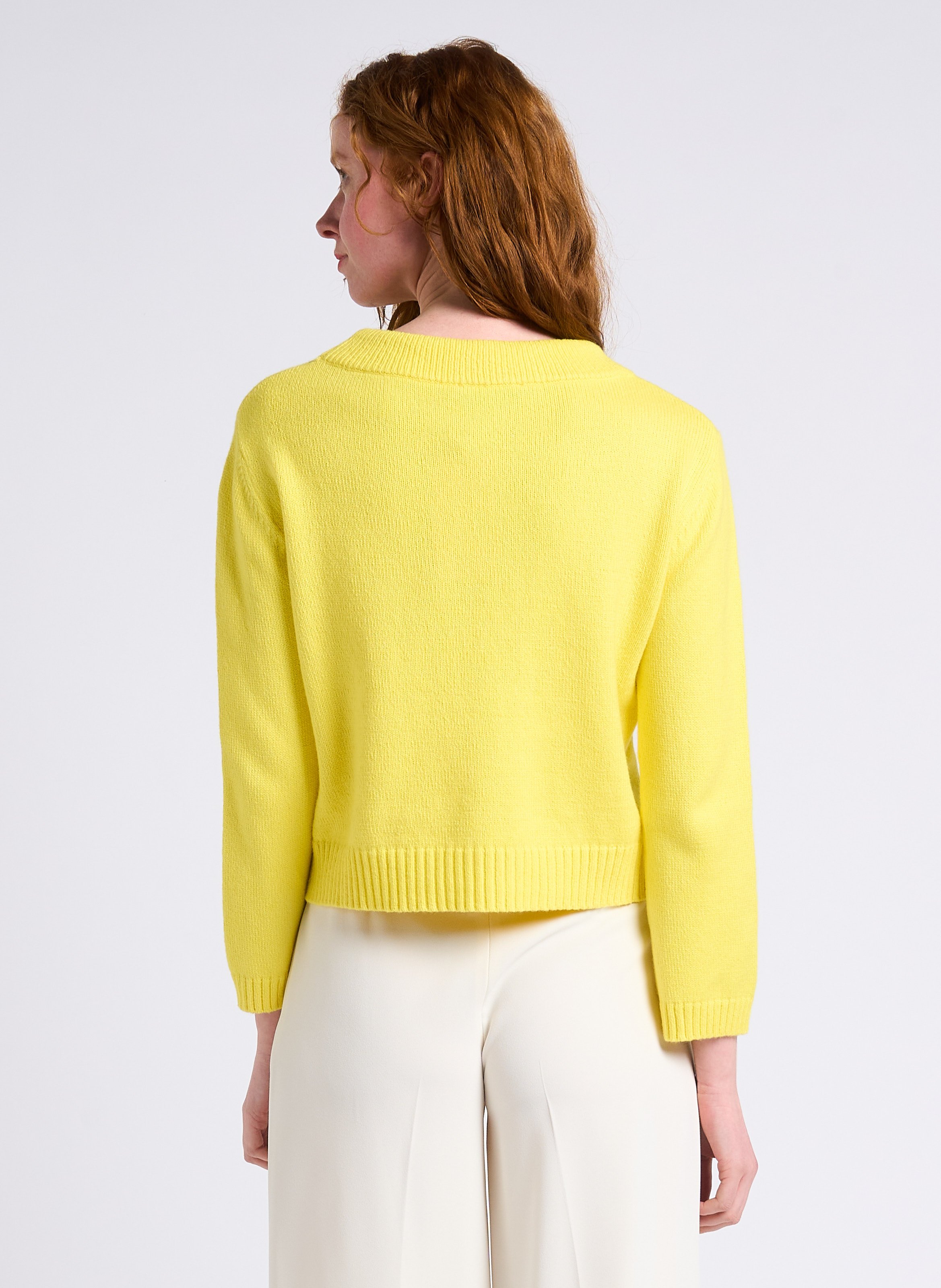 Cropped round-neck cotton-blend sweater MAX&Co. Yellow