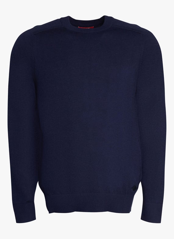 Pull col rond en coton melange Bleu