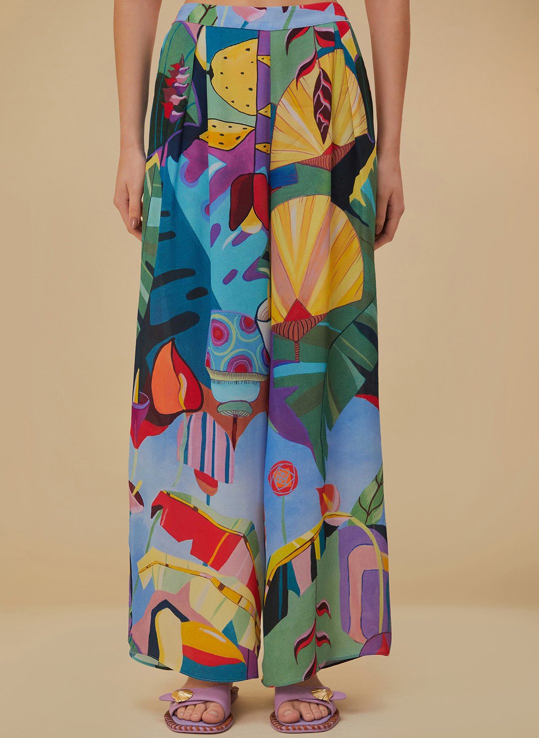 High-rise wide-leg printed pants FARM RIO Multicolored