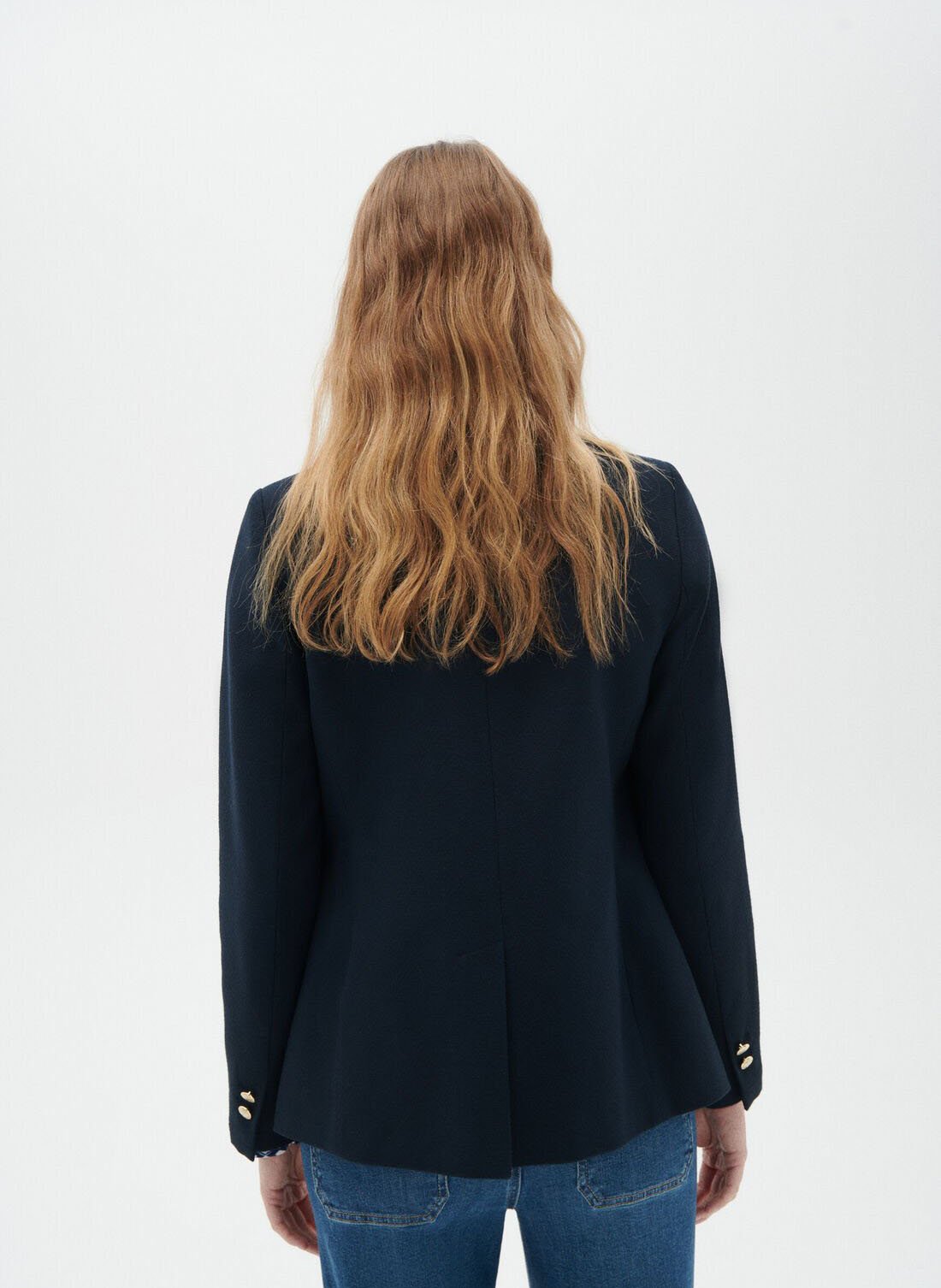 Blazer à col tailleur en coton mélangé CAROLL Bleu