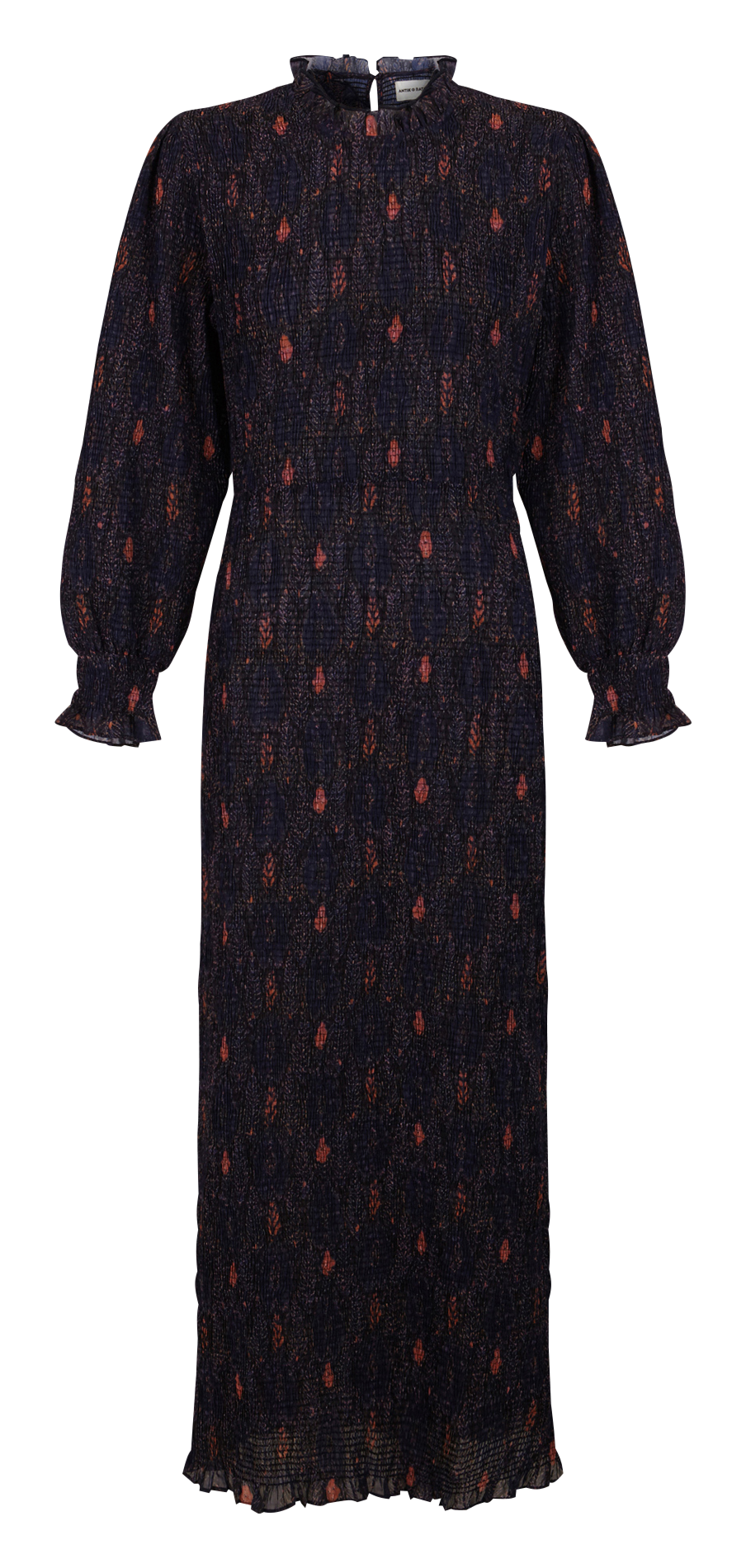 Gerade geschnittenes langes Kleid mit Rundhalsausschnitt Blau