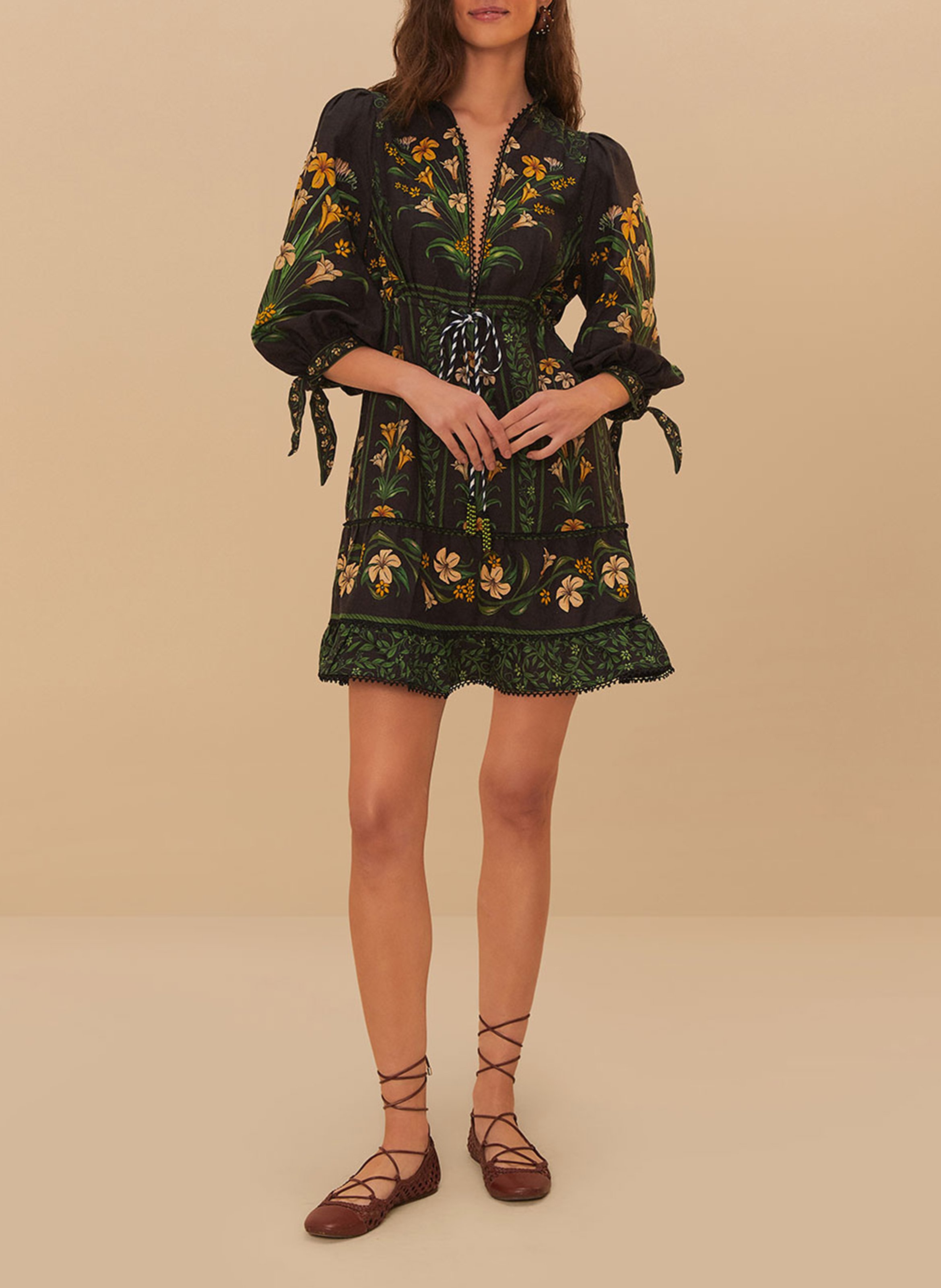 Robe courte ample imprimée FARM RIO Noir