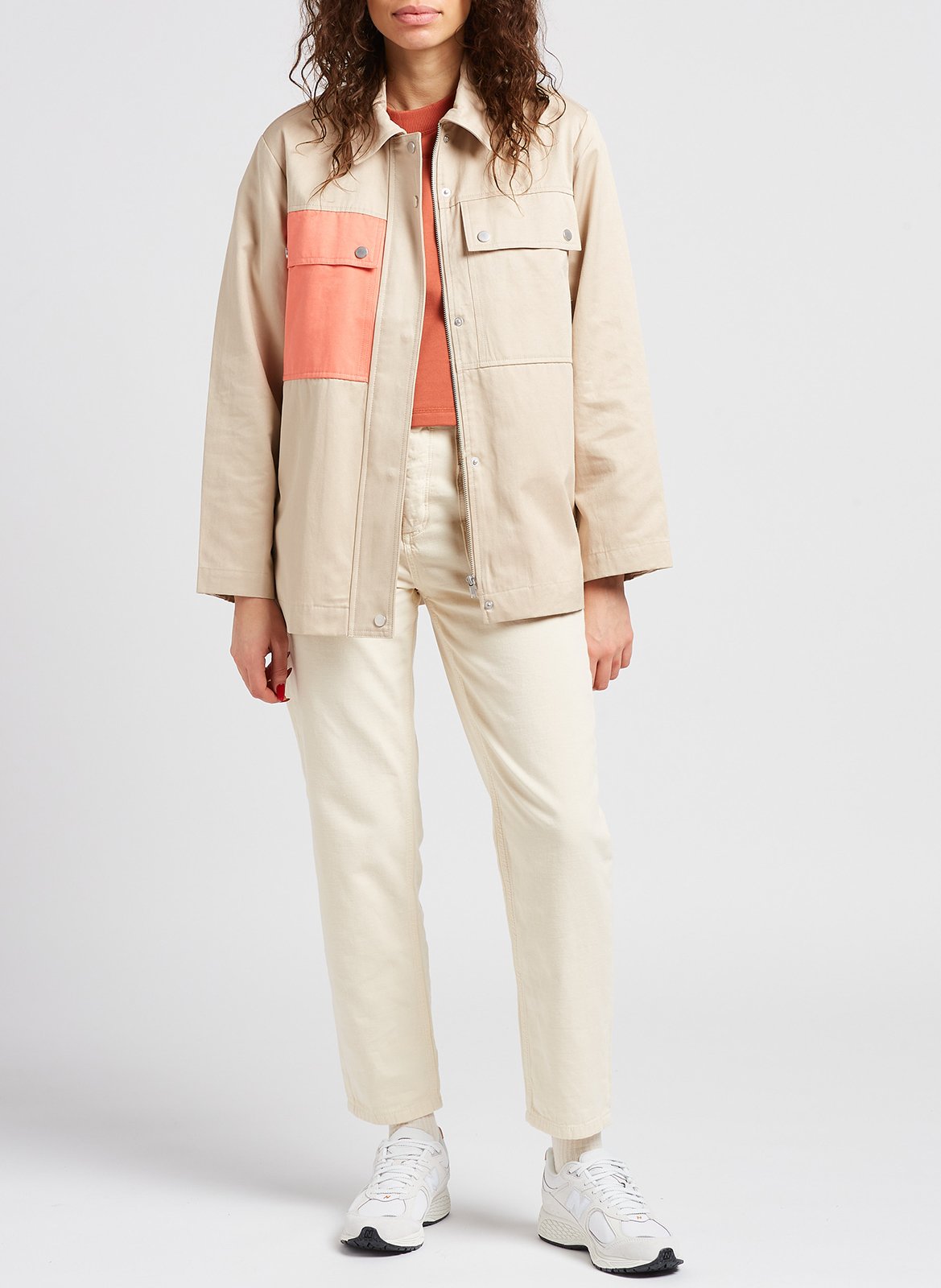 Baumwoll-Mix-Jacke mit klassischem Kragen OBJECT Braun