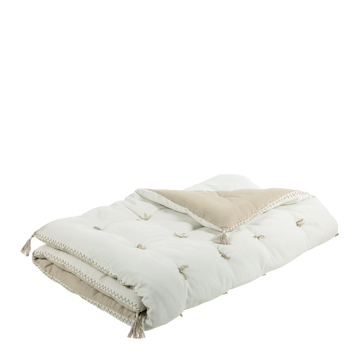 Futon mattéo en velours de coton et lin BLANC D'IVOIRE Blanc