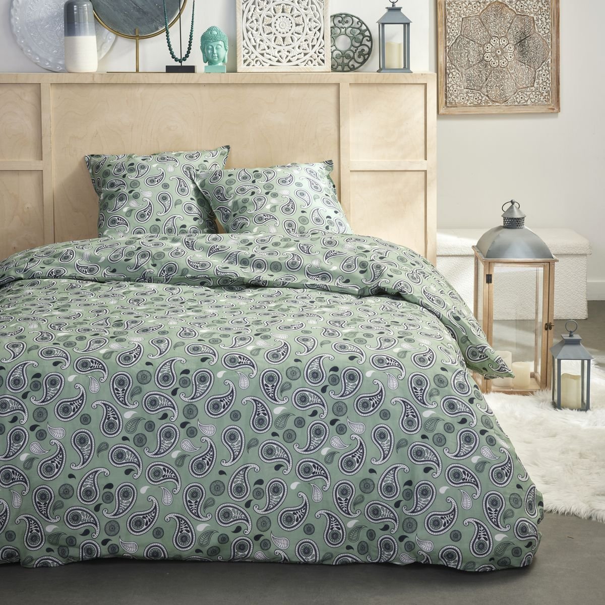 Printed cotton bed set TODAY LINGE DE MAISON Green