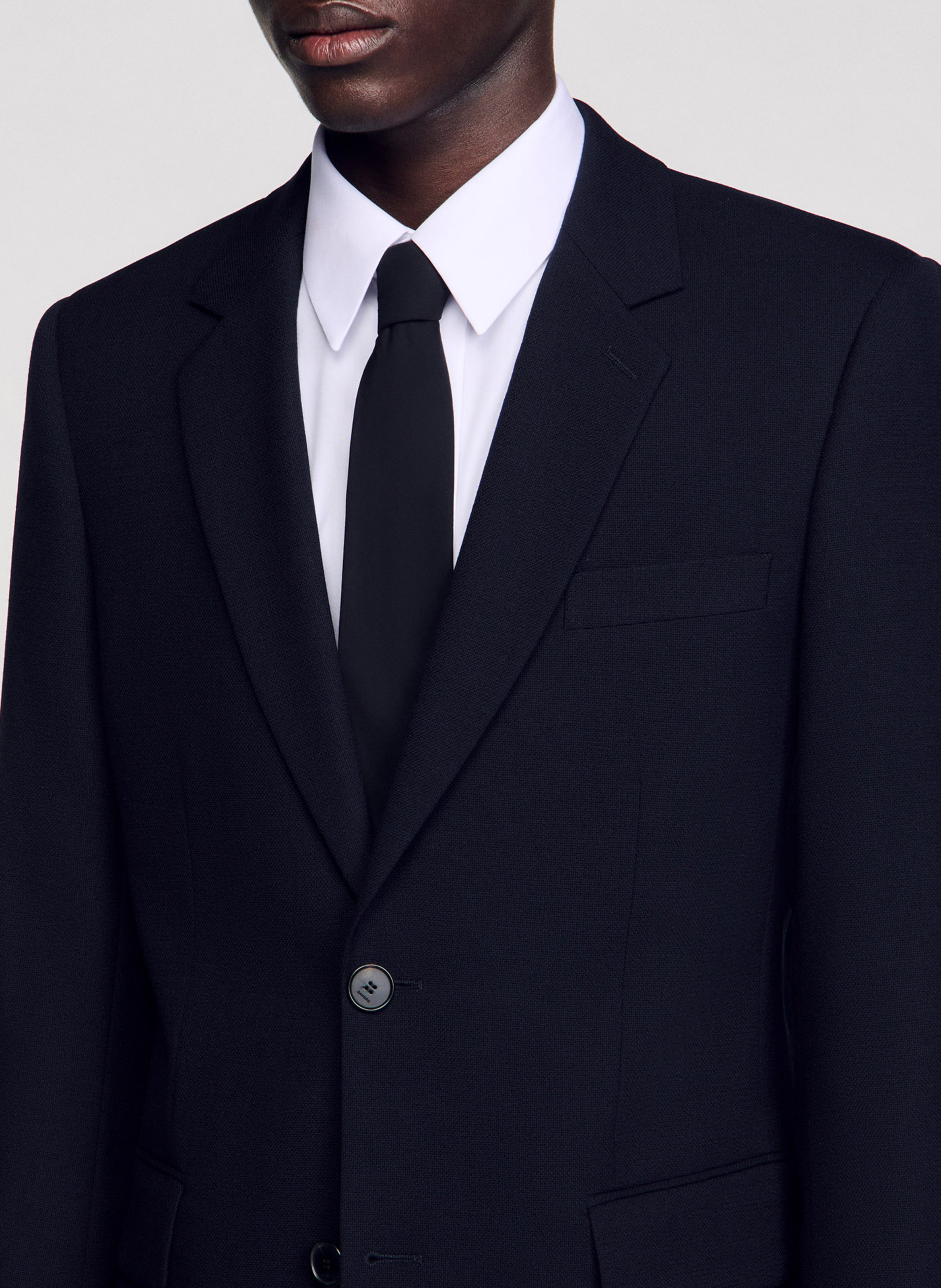 Veste col tailleur en laine SANDRO Bleu