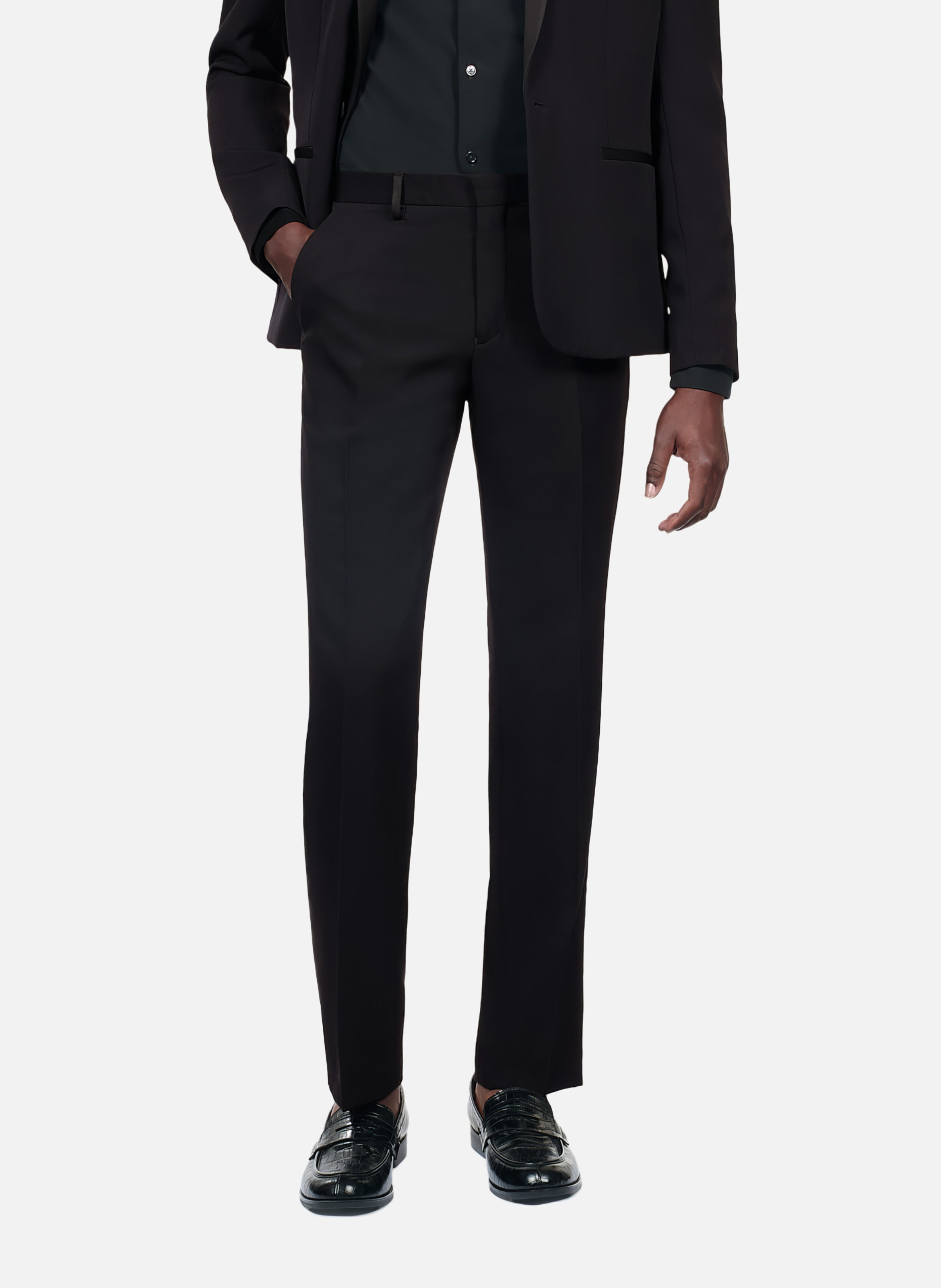 Straight-cut smoking pants with satin details THE KOOPLES Black