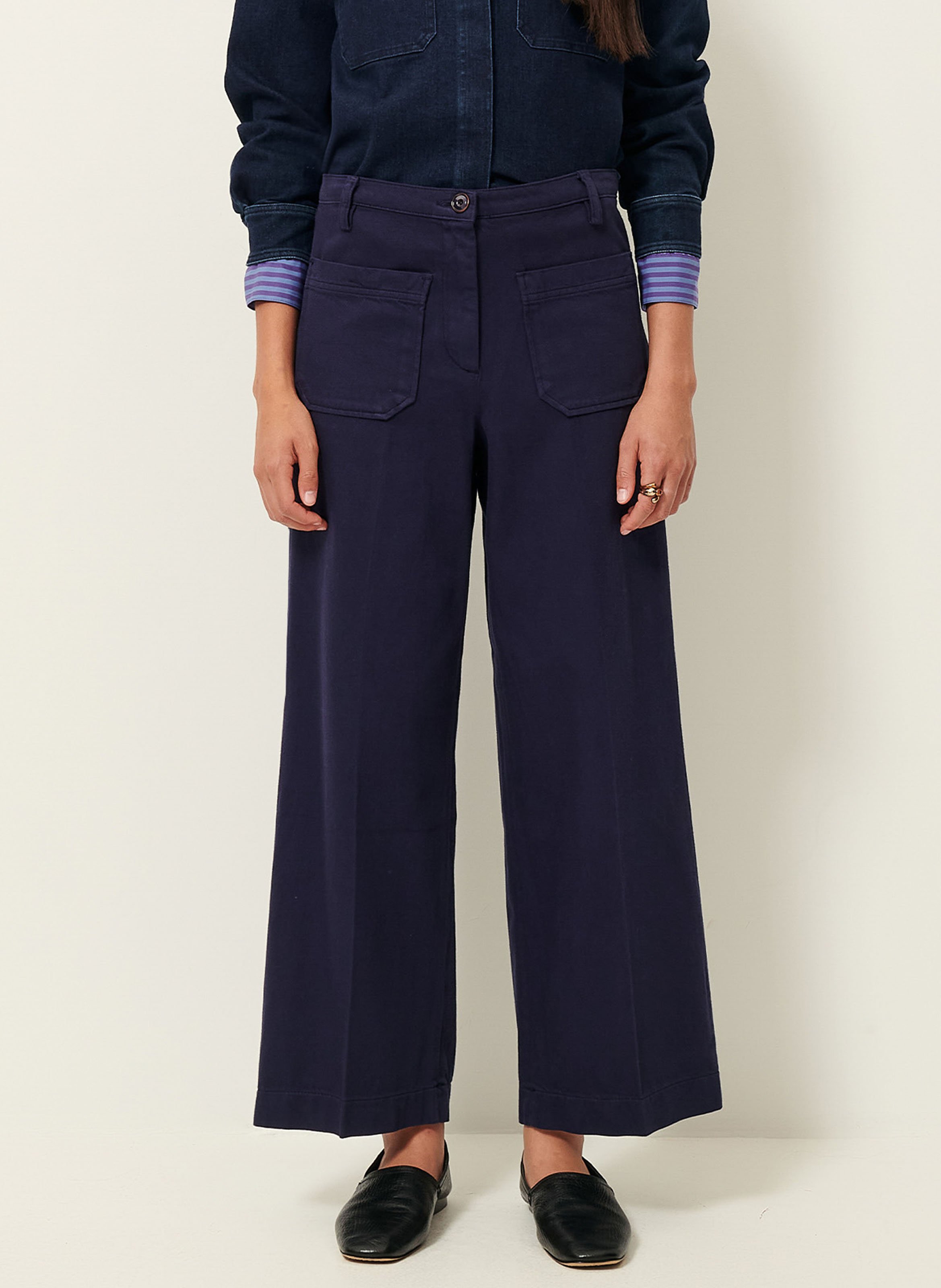 Jean droit taille haute en coton SESSUN Bleu