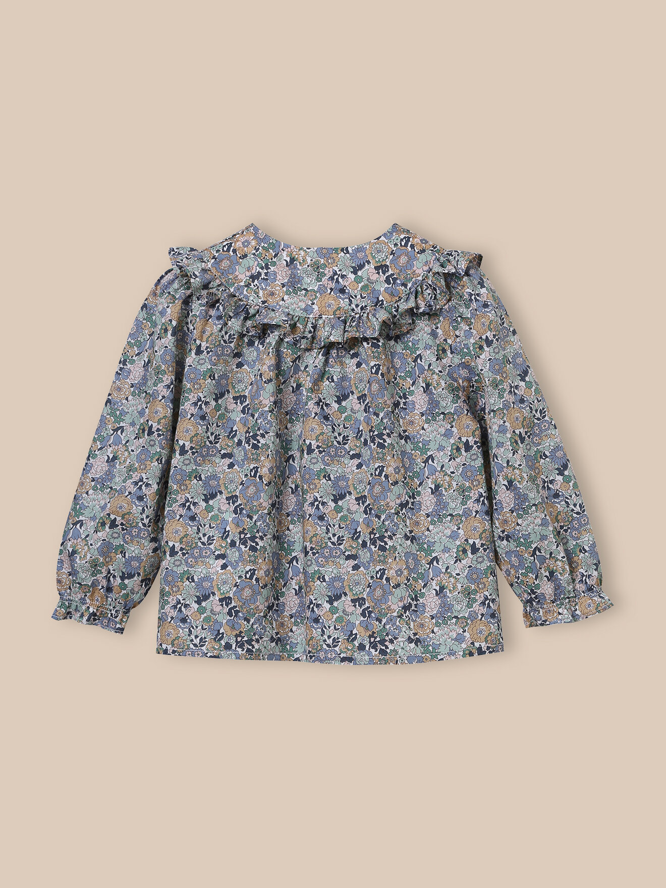 Ruffled blouse with cassy print CYRILLUS Blue