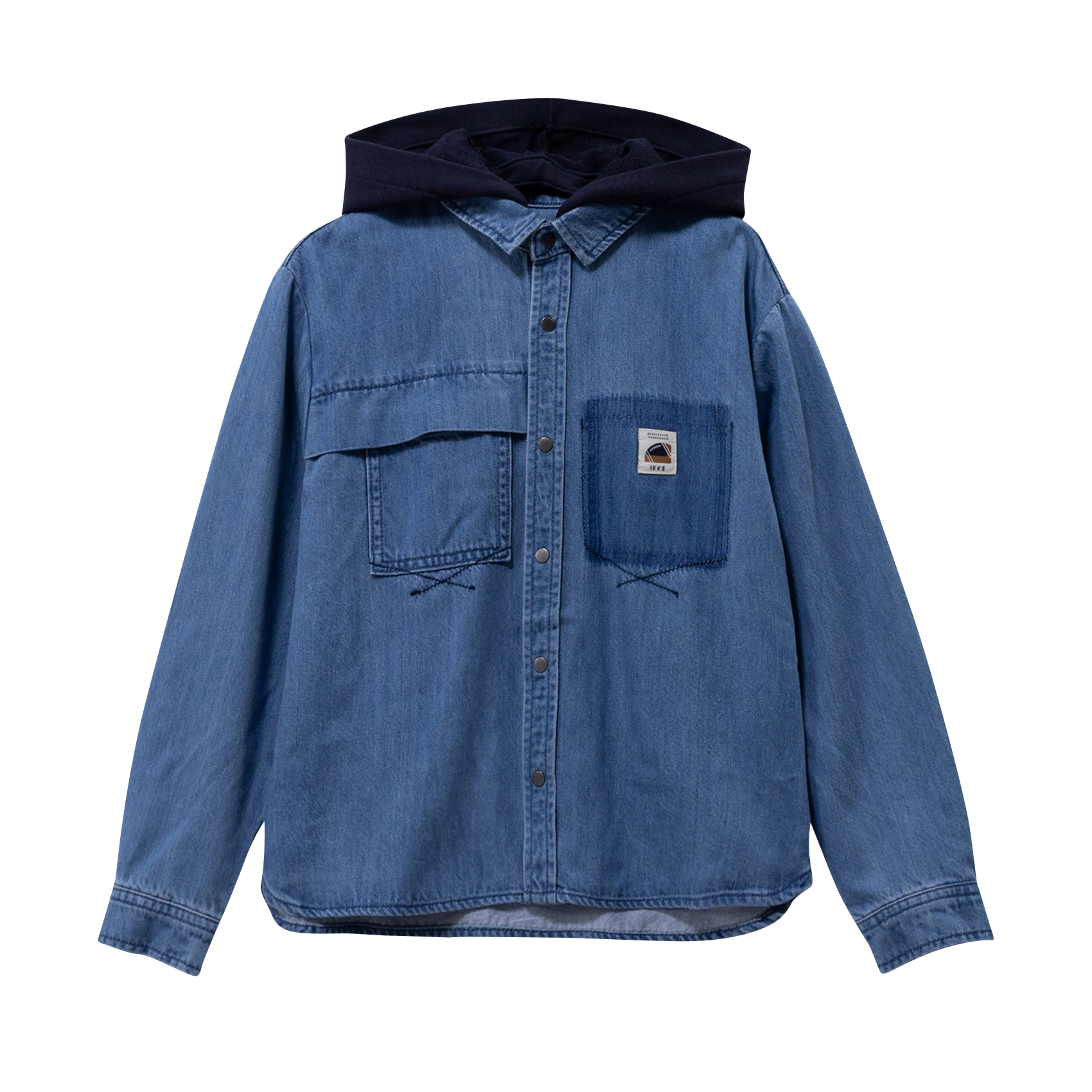 Recht overhemd met klassieke kraag | katoenblend IKKS JUNIOR Blauw