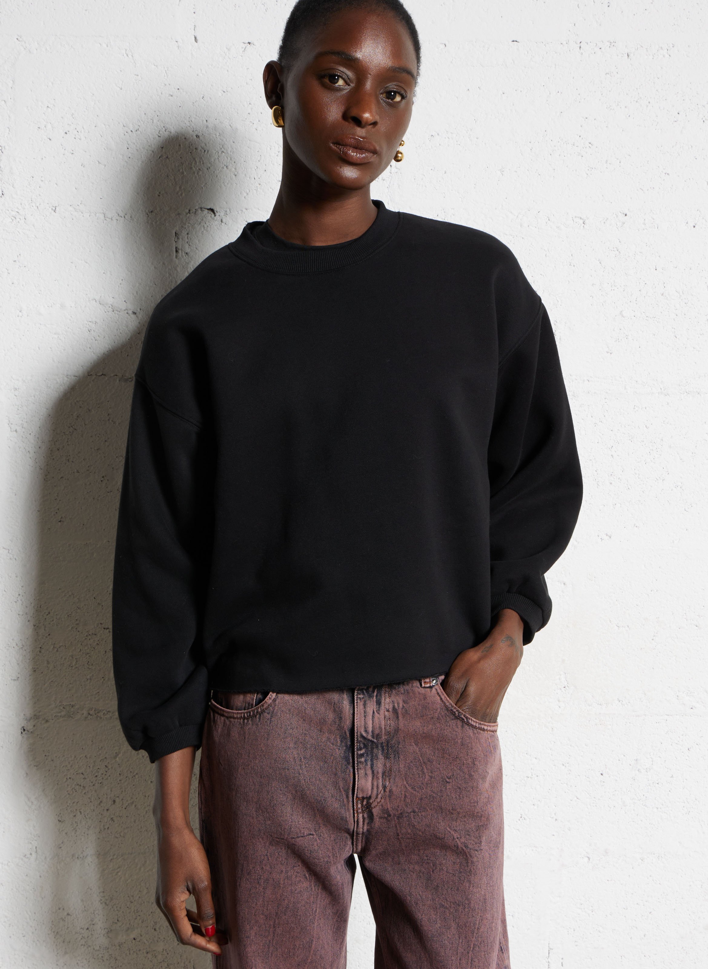 Oversize Rundhalsausschnitt Sweatshirt BERENICE Schwarz