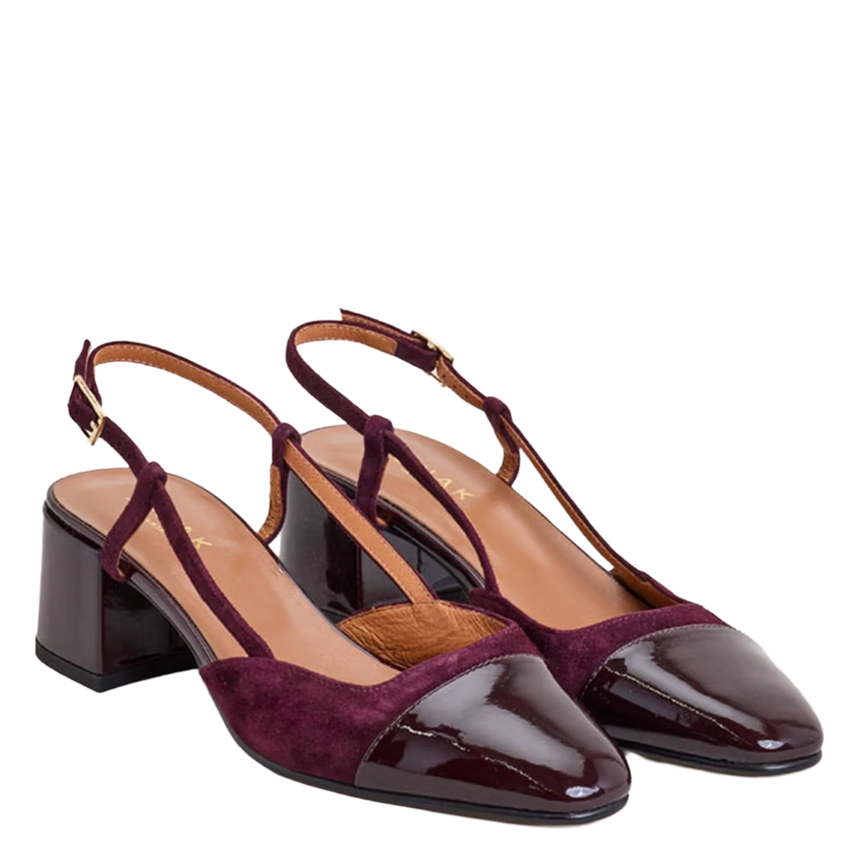 Two-tone leather slingback sandals JONAK Red