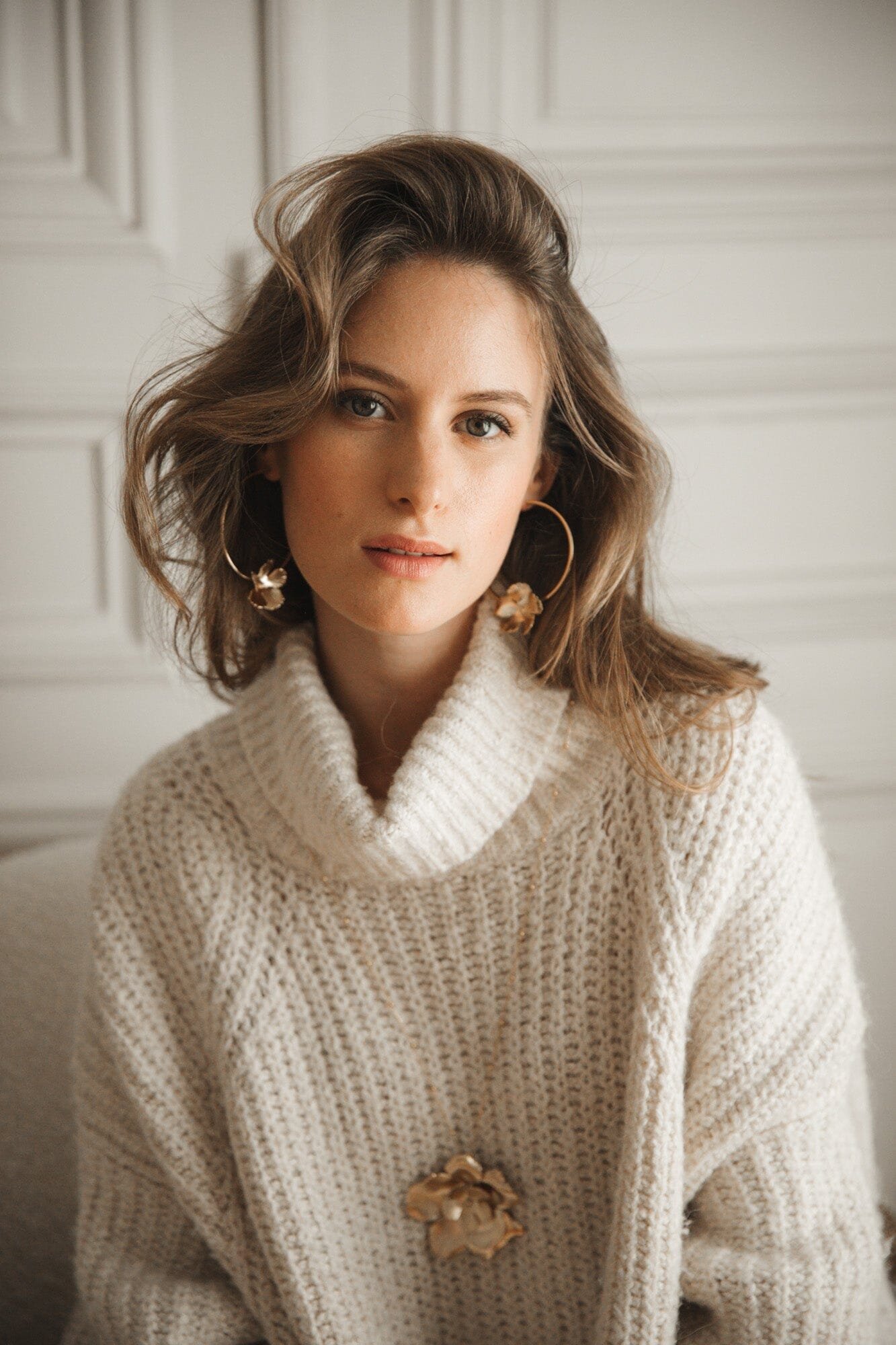 AGLAÉ - Silver-plated flower hoop earrings MONSIEUR SIMONE Golden