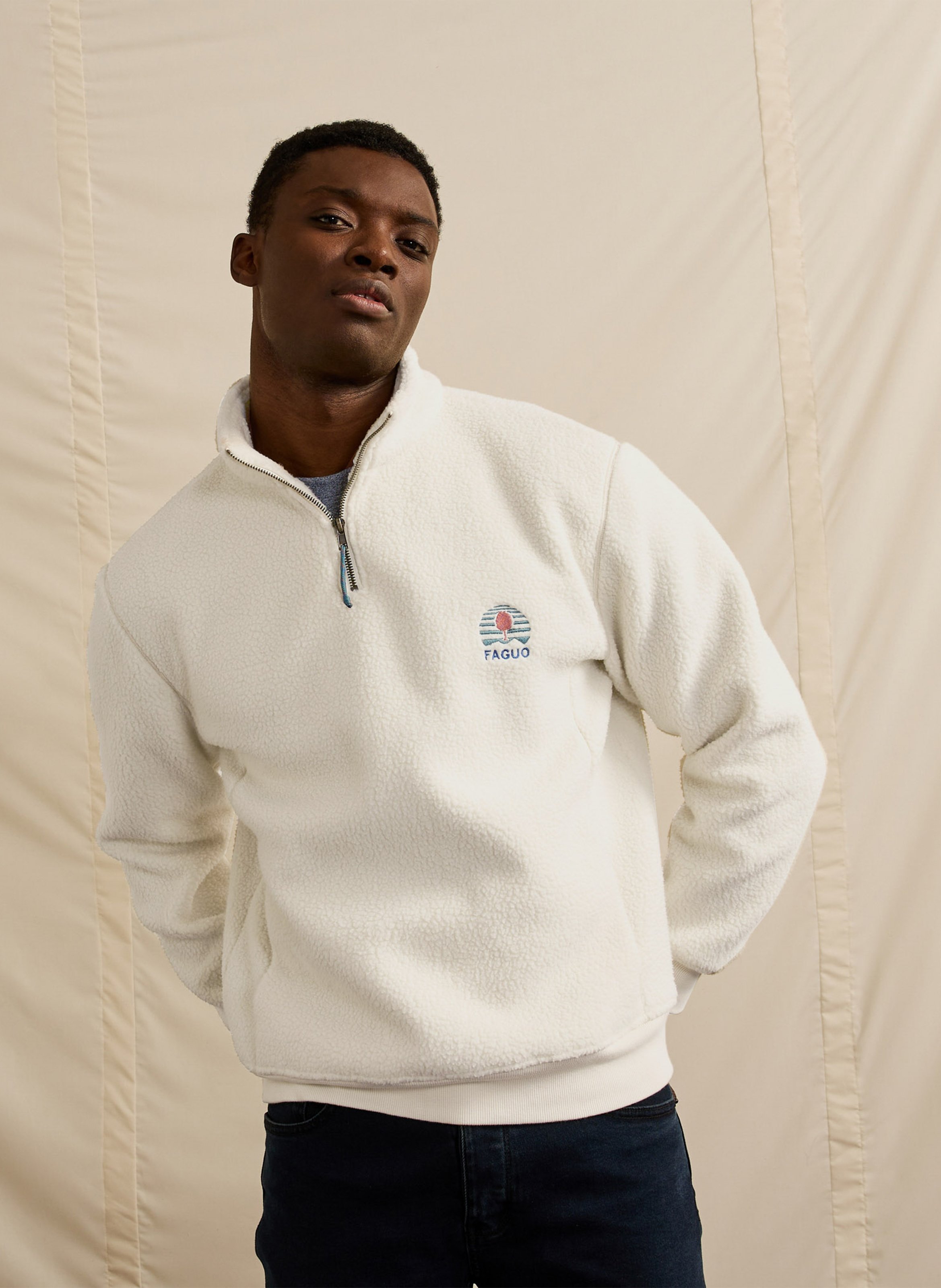 Sherpa-Fleece-Pullover FAGUO Beige