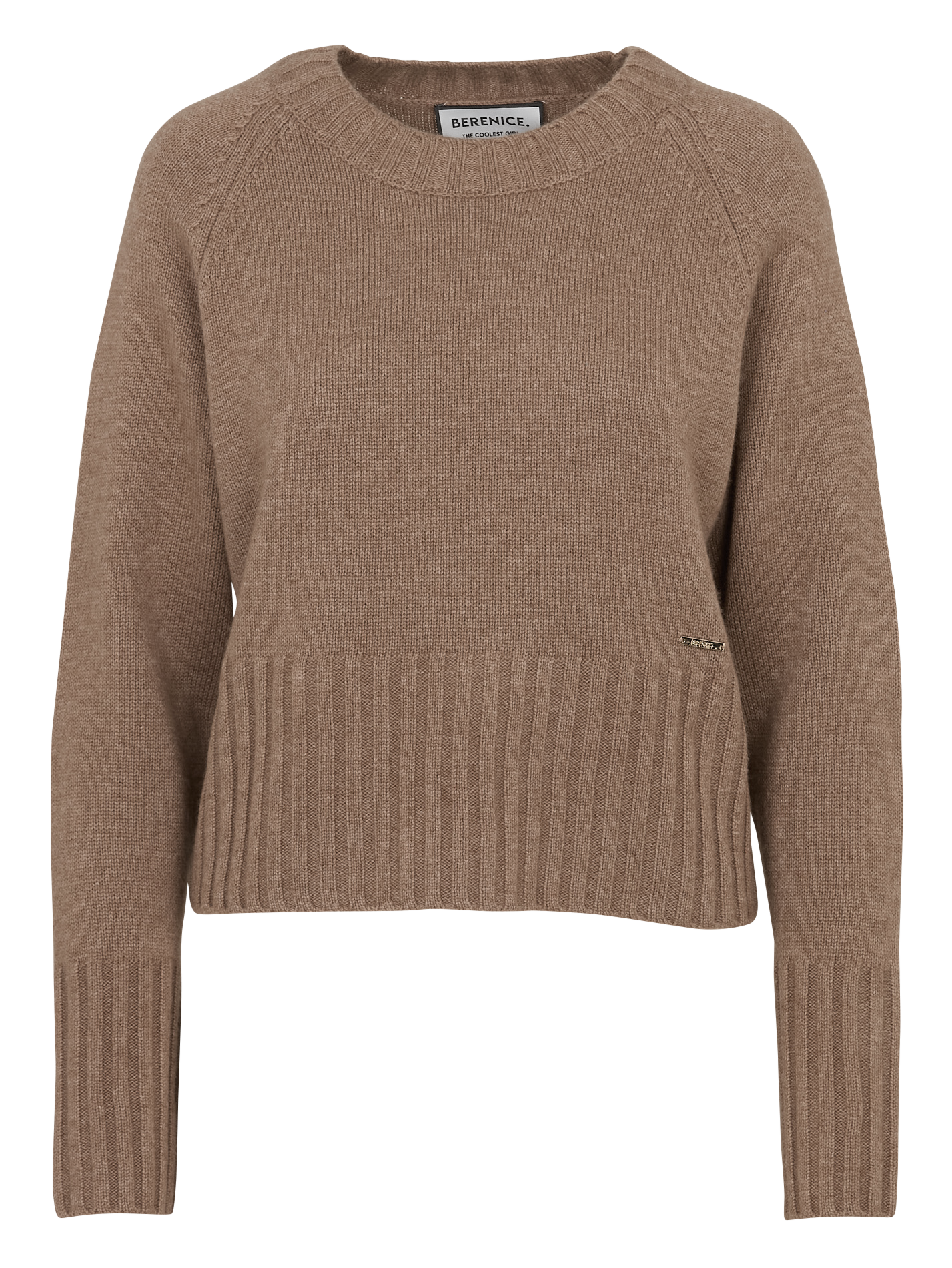 Pull oversize col rond en cachemire et laine BERENICE Beige
