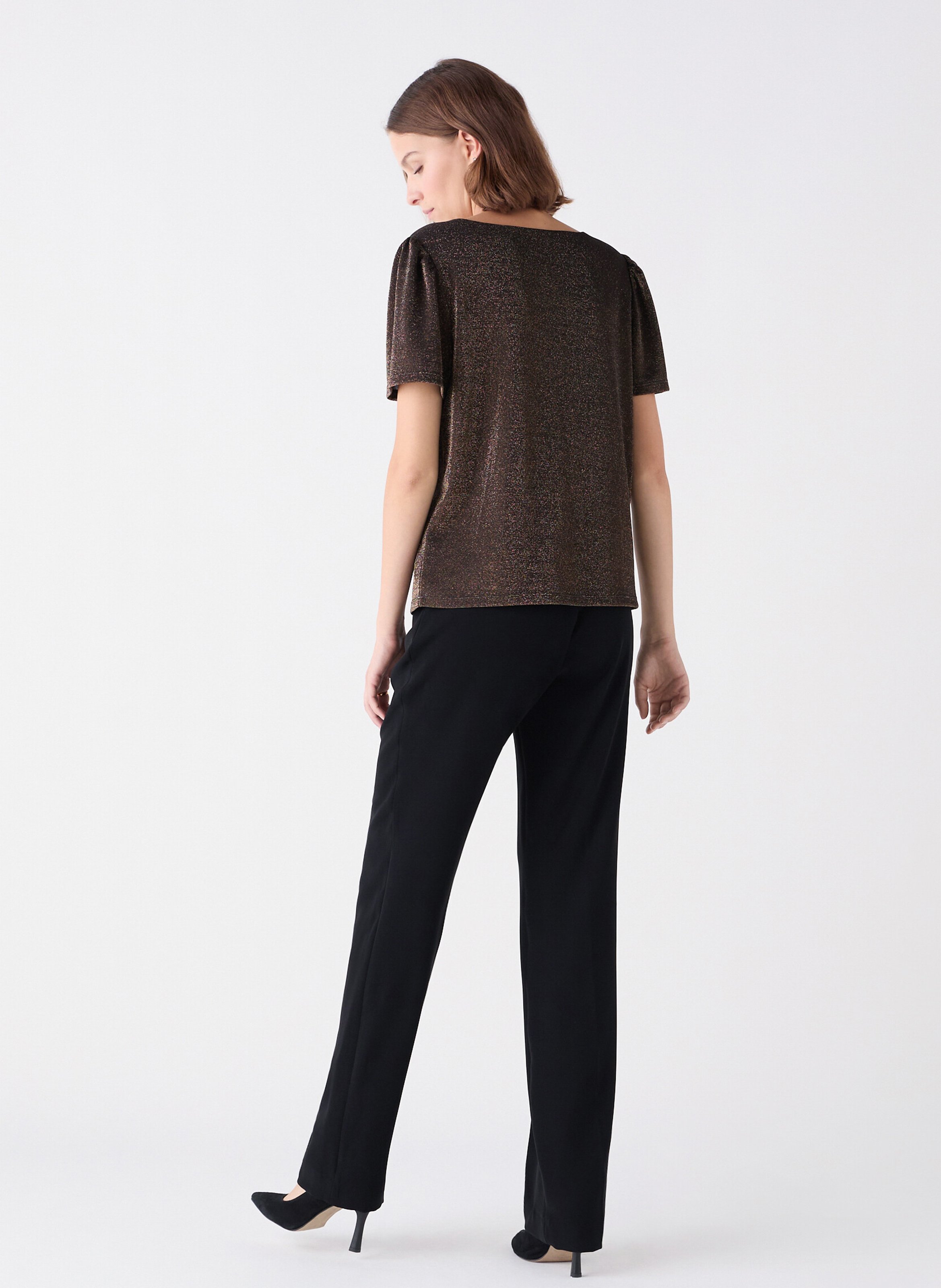 Metallic round-neck T-shirt CAROLL Orange