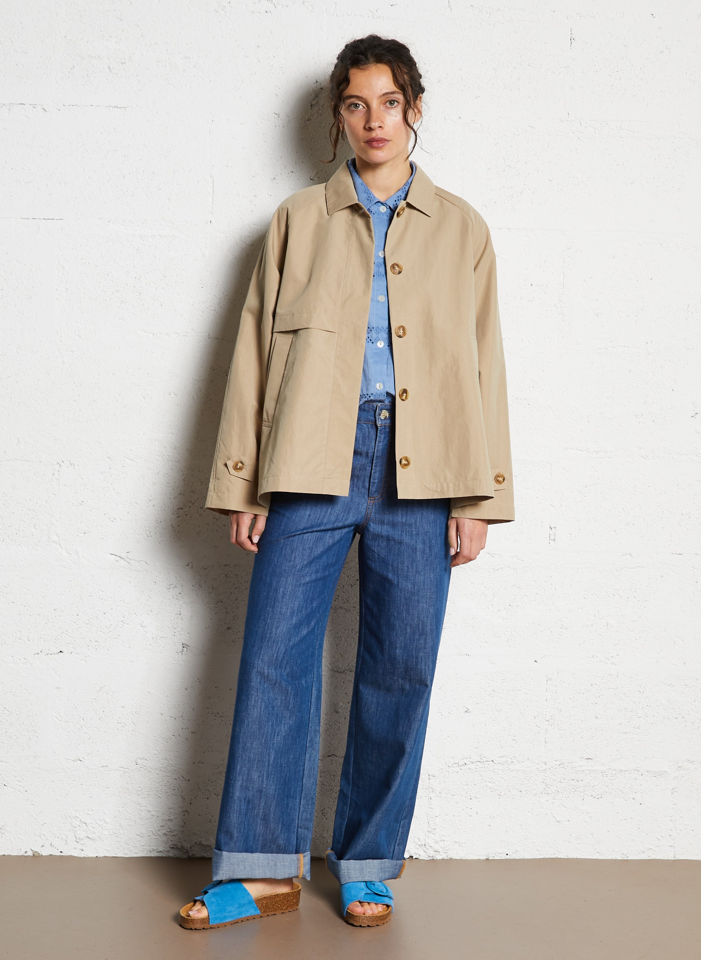 Jean large en coton mélangé NICE THINGS Bleu