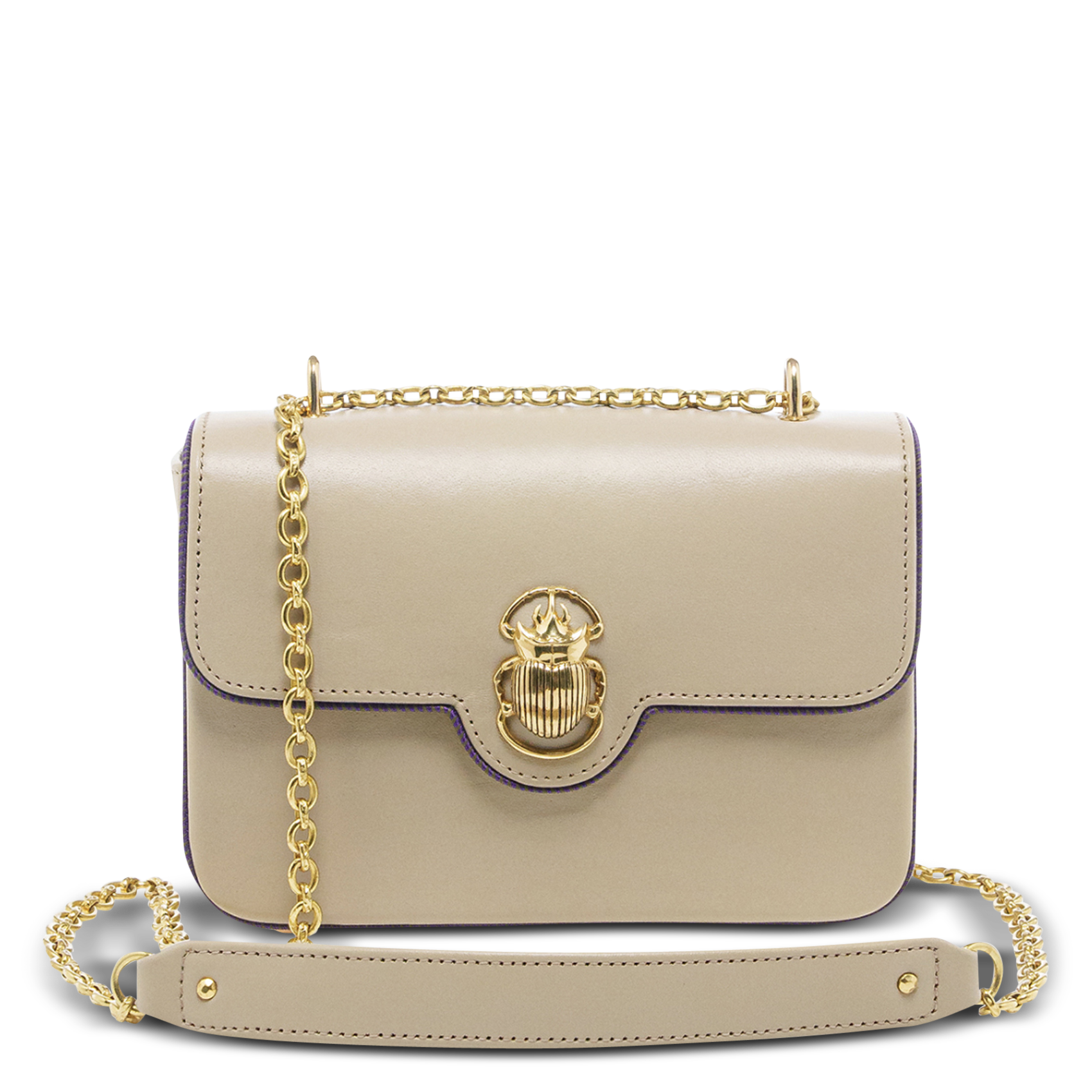 Sac bandoulière en cuir mélangé CLARIS VIROT Marron