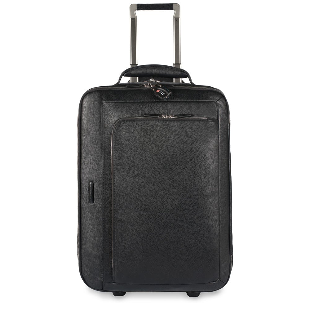 Cabin trolley with compartment for laptop and iPad® Air/Air 2 holder and retractable handles PIQUADRO Black