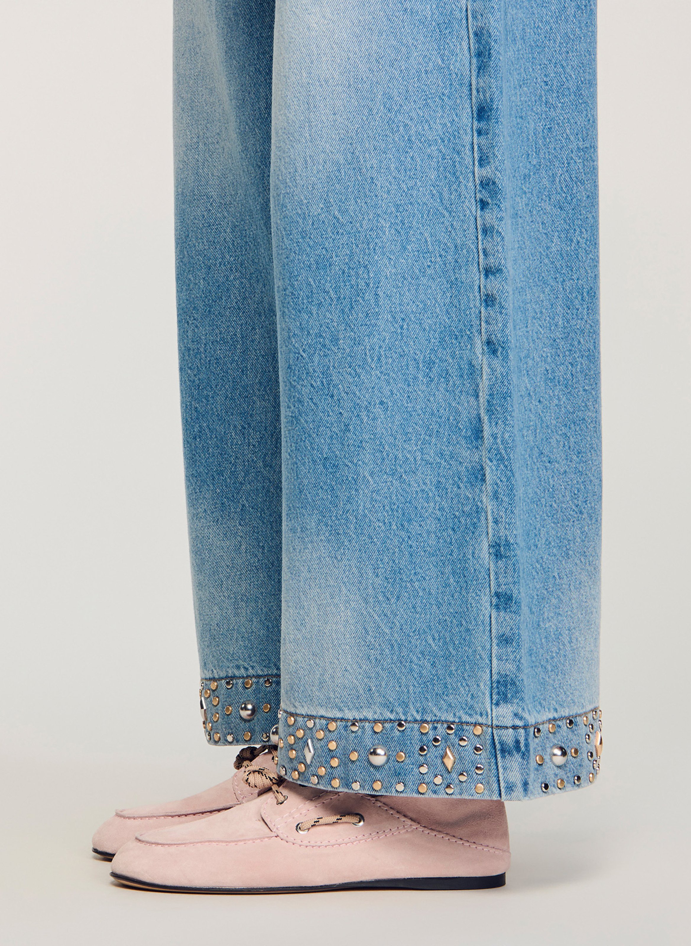 Jean taille haute délavé à clous SANDRO Bleu