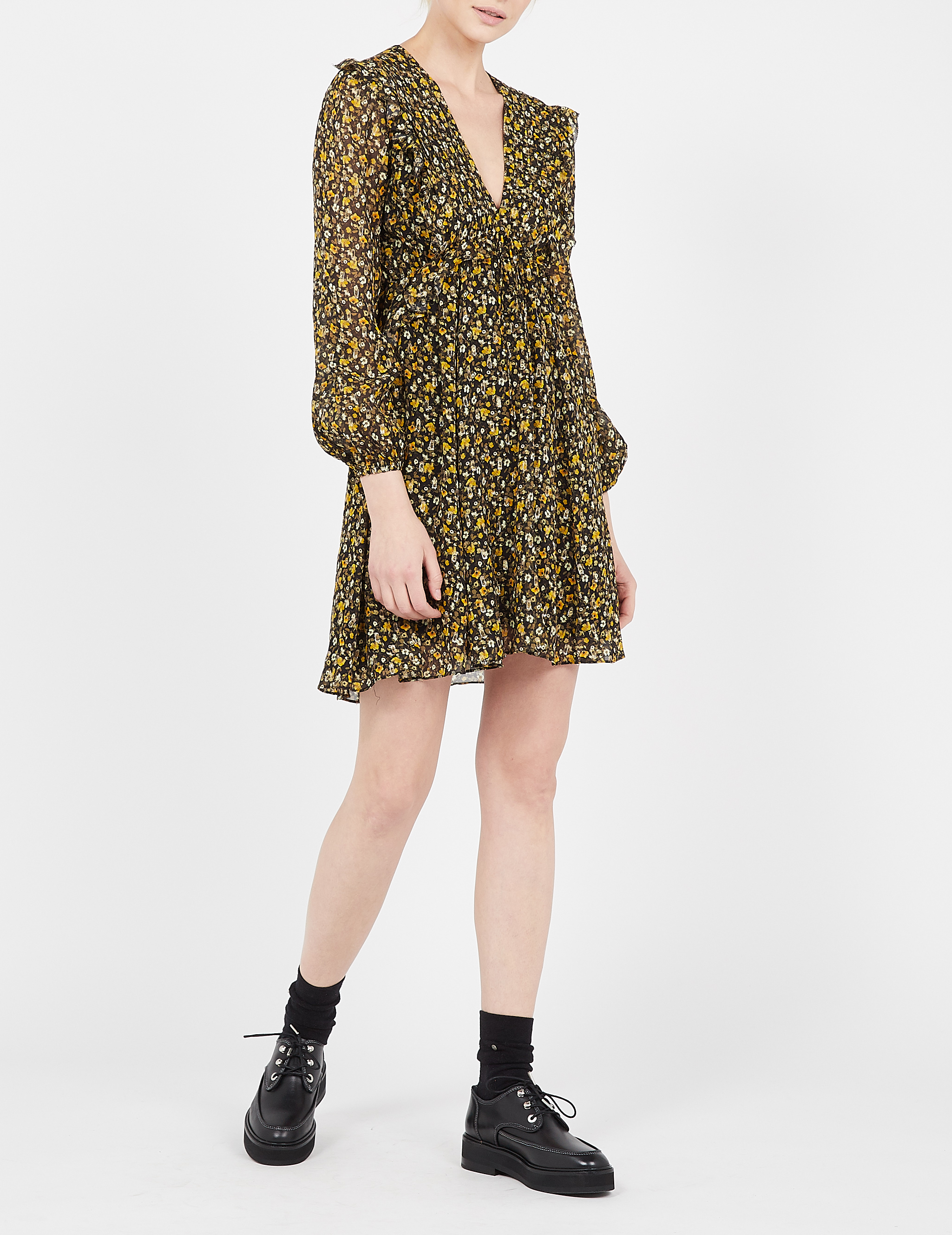Short ruffled V-neck dress THE KOOPLES Multicolored