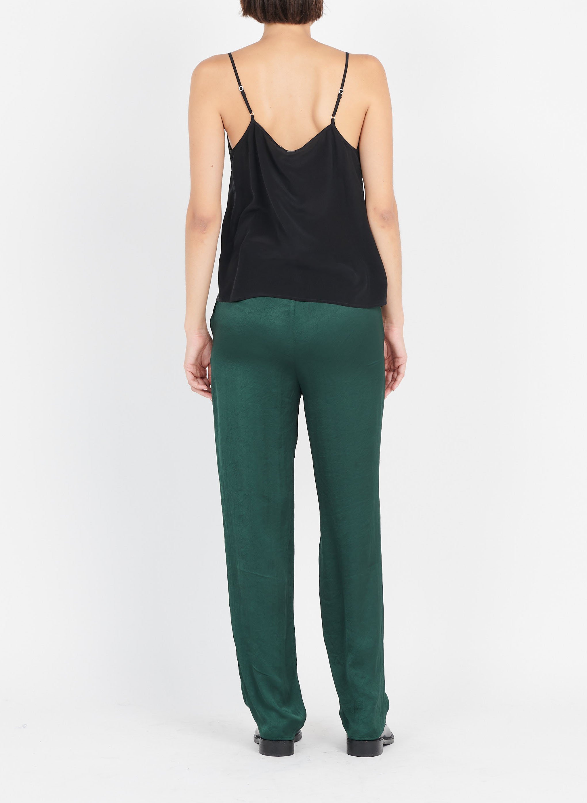 Strappy silk V-neck camisole IKKS Black