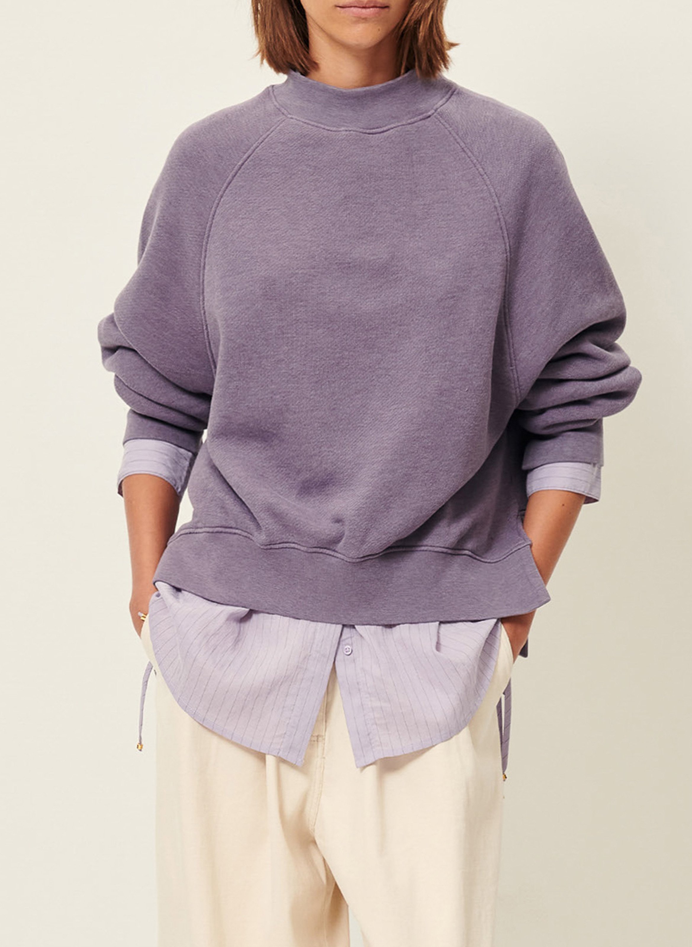 Cotton-mix round-neck sweatshirt SESSUN Purple