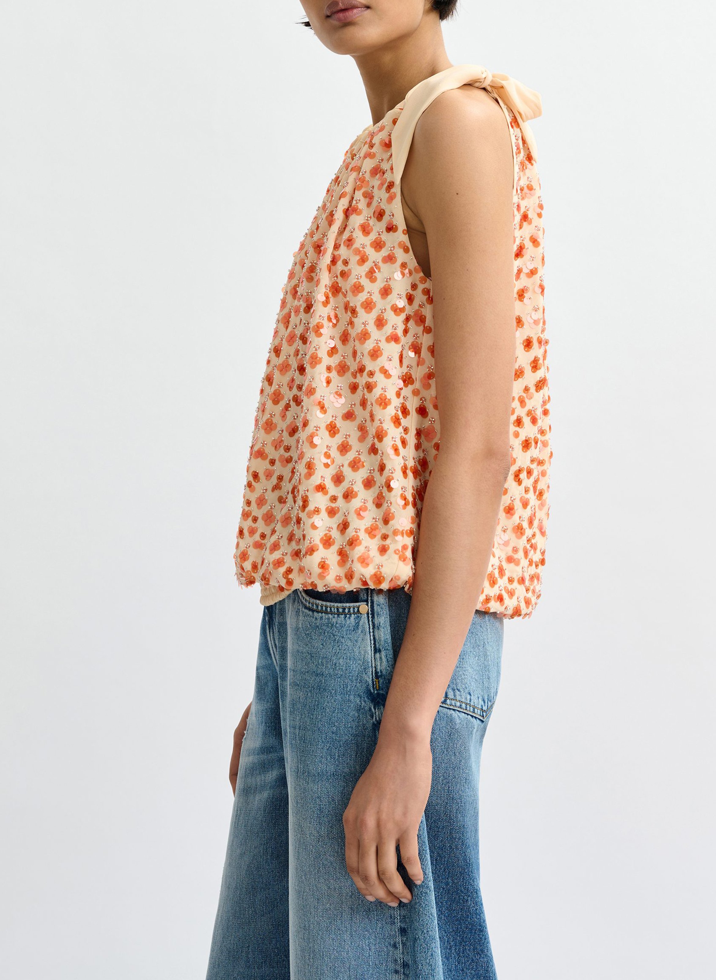 Oversize-Top mit Rundhalsausschnitt und Print ESSENTIEL ANTWERP Orange