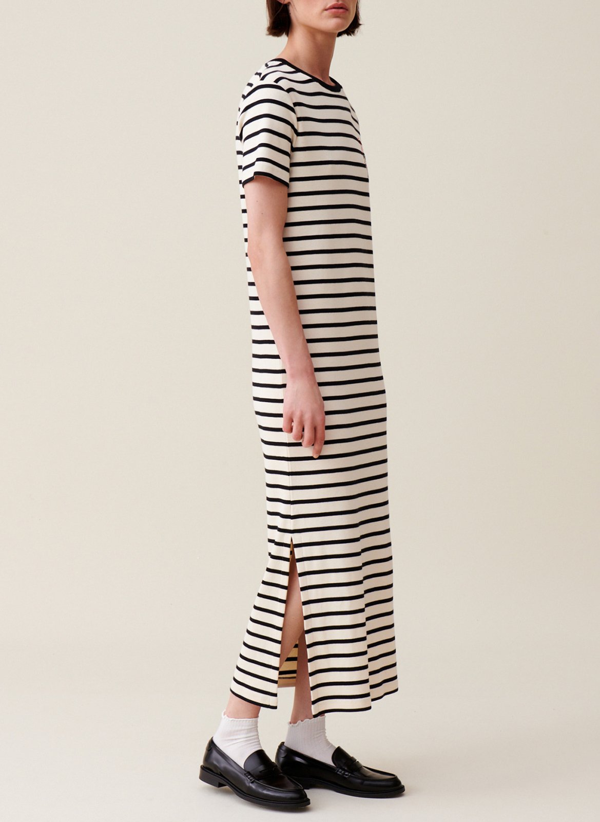 Robe midi col rond en coton rayé CLAUDIE PIERLOT Multicolore