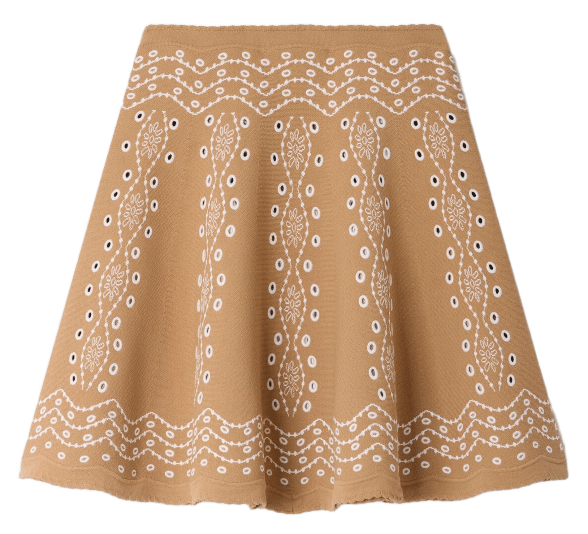 Korte uitlopende rok met borduursels SANDRO Beige
