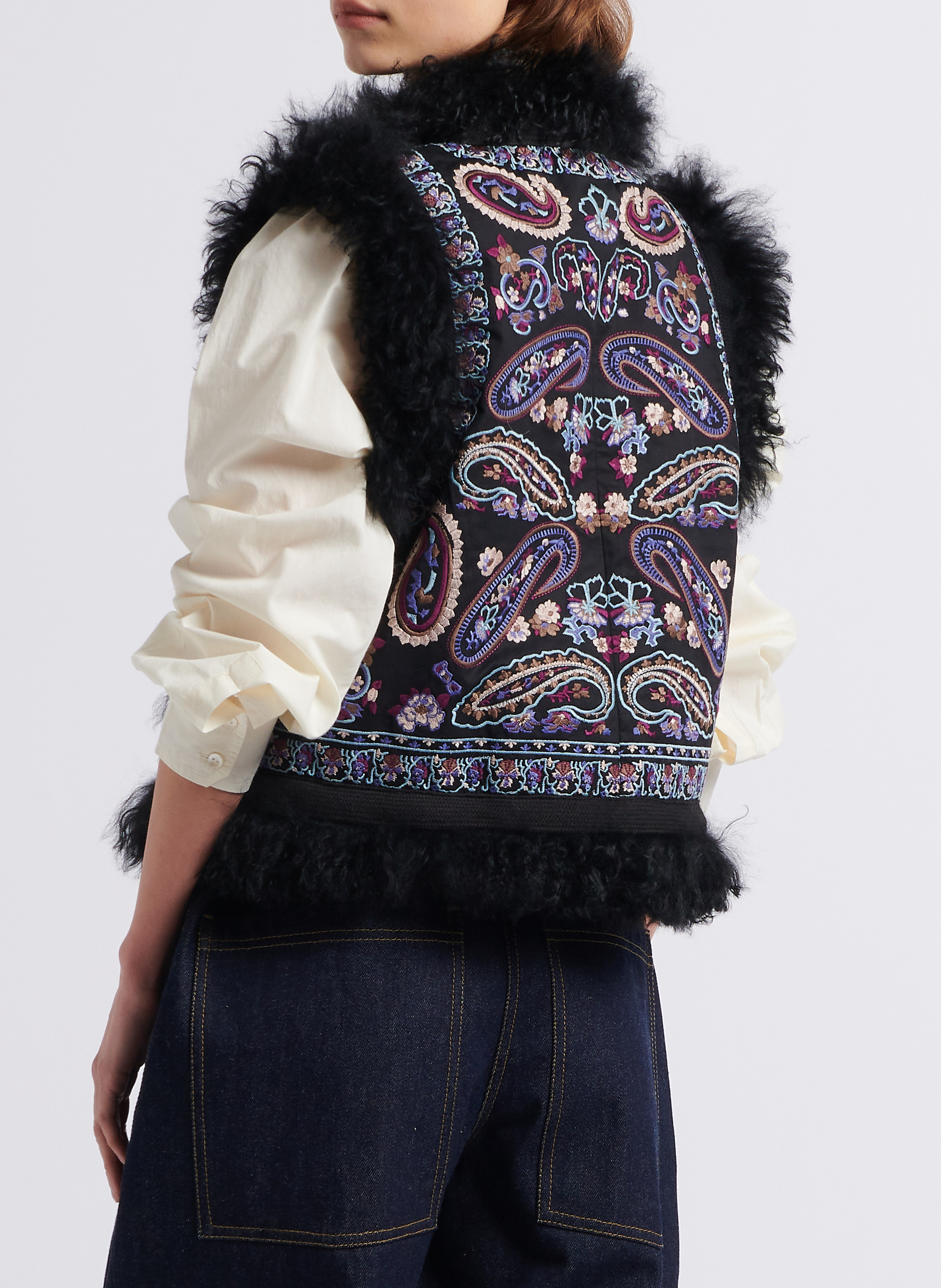 Gilet droit en coton ANTIK BATIK Noir