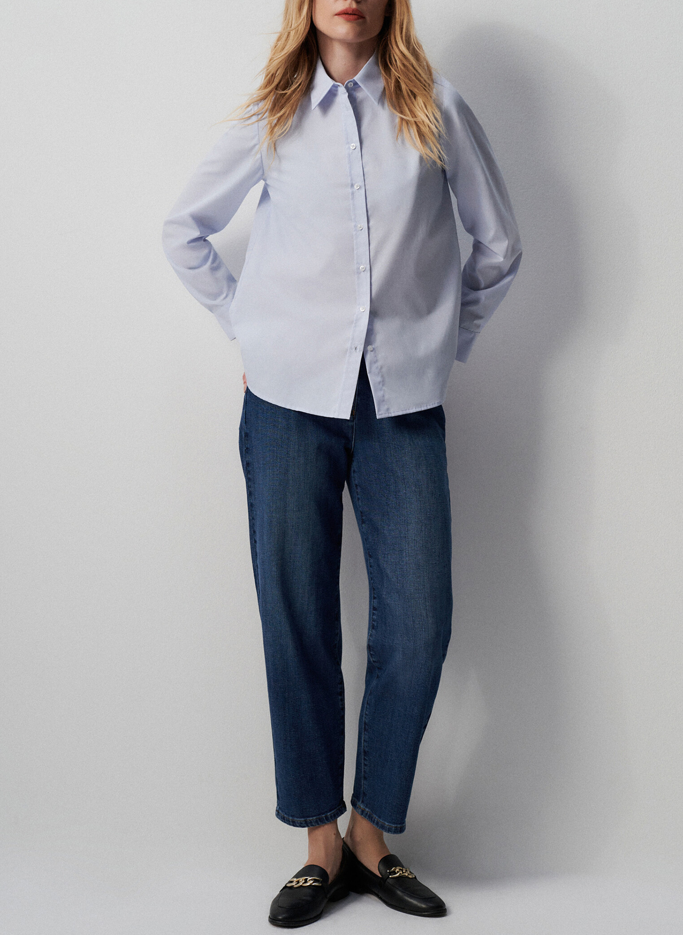 Chemise col classique en coton CAROLL Bleu