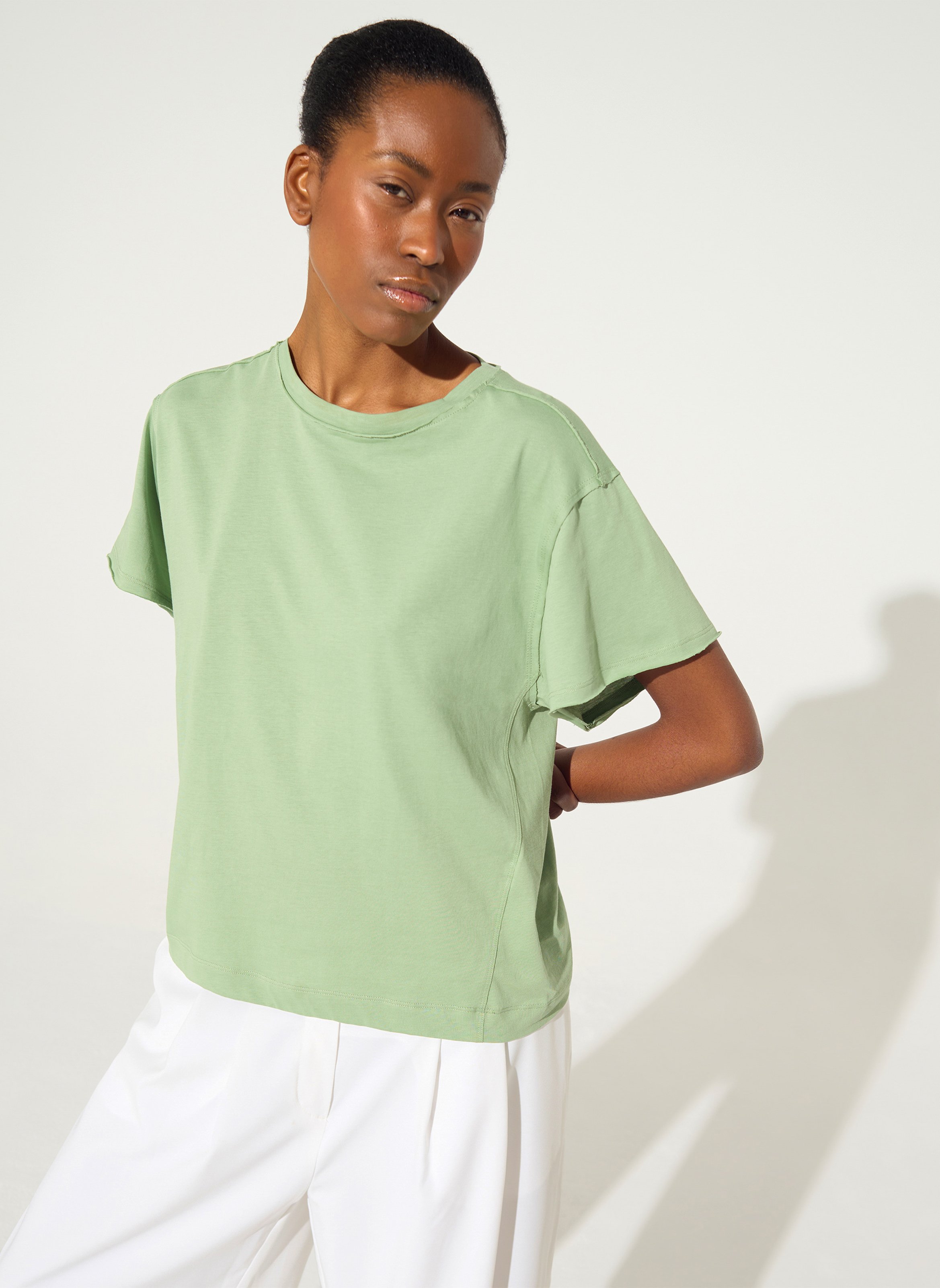 T-shirt droit col rond en coton bio COTELAC Vert