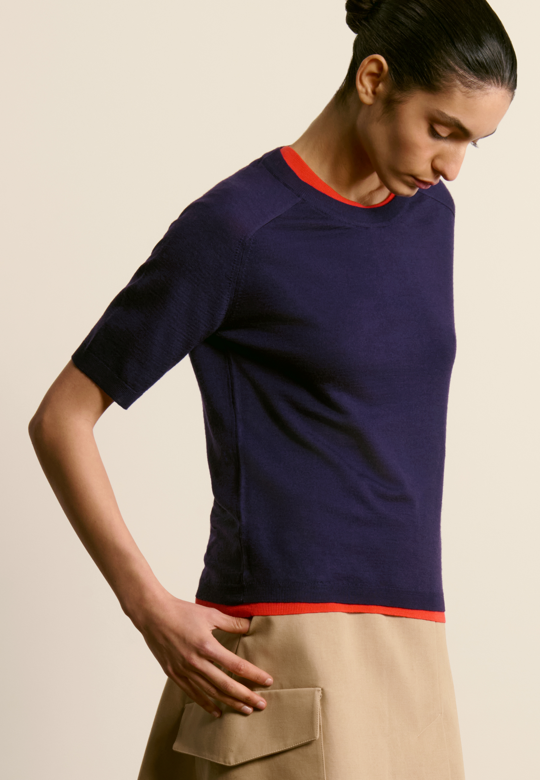Round neck merino wool T-shirt MAISON MONTAGUT