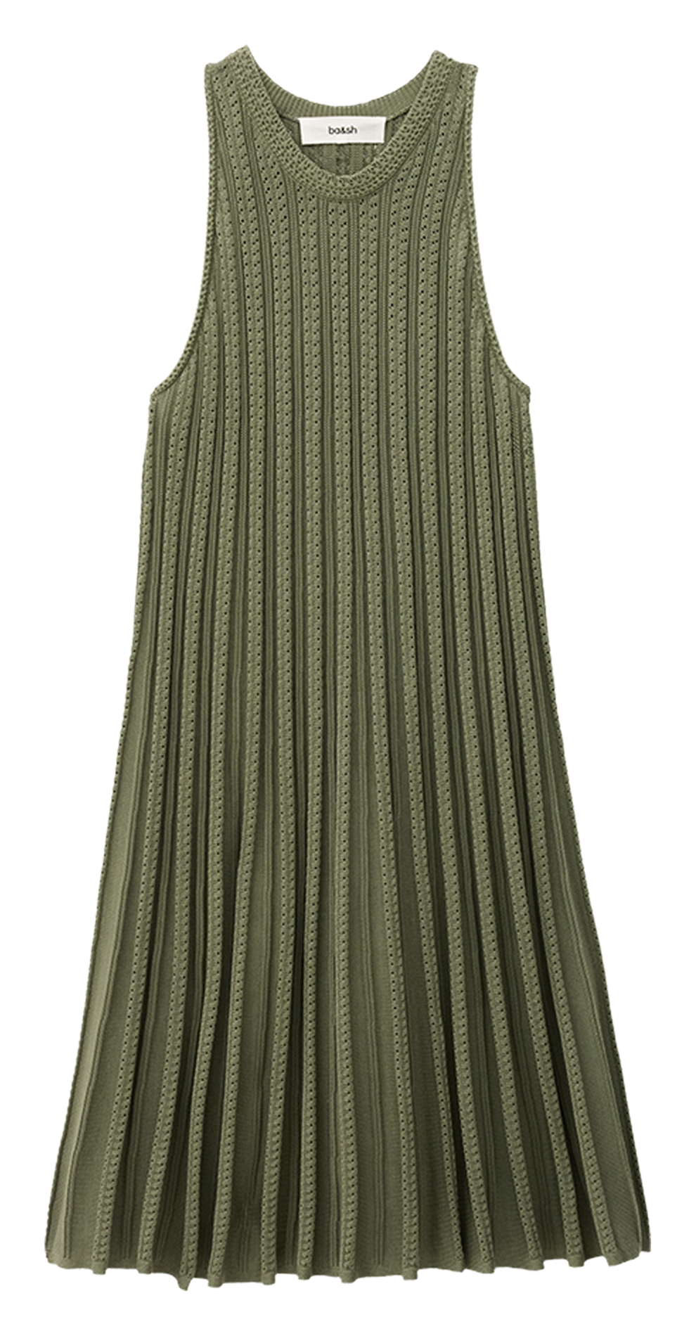 Korte mouwloze geplooide jurk BA&SH Kaki