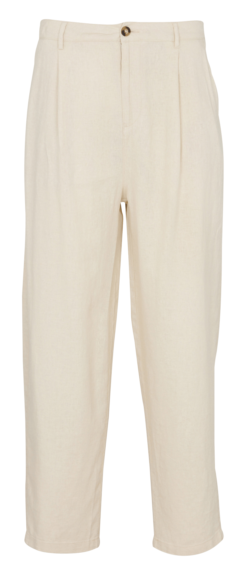 Weit geschnittene Hose aus Leinen-Mix SOLID Beige