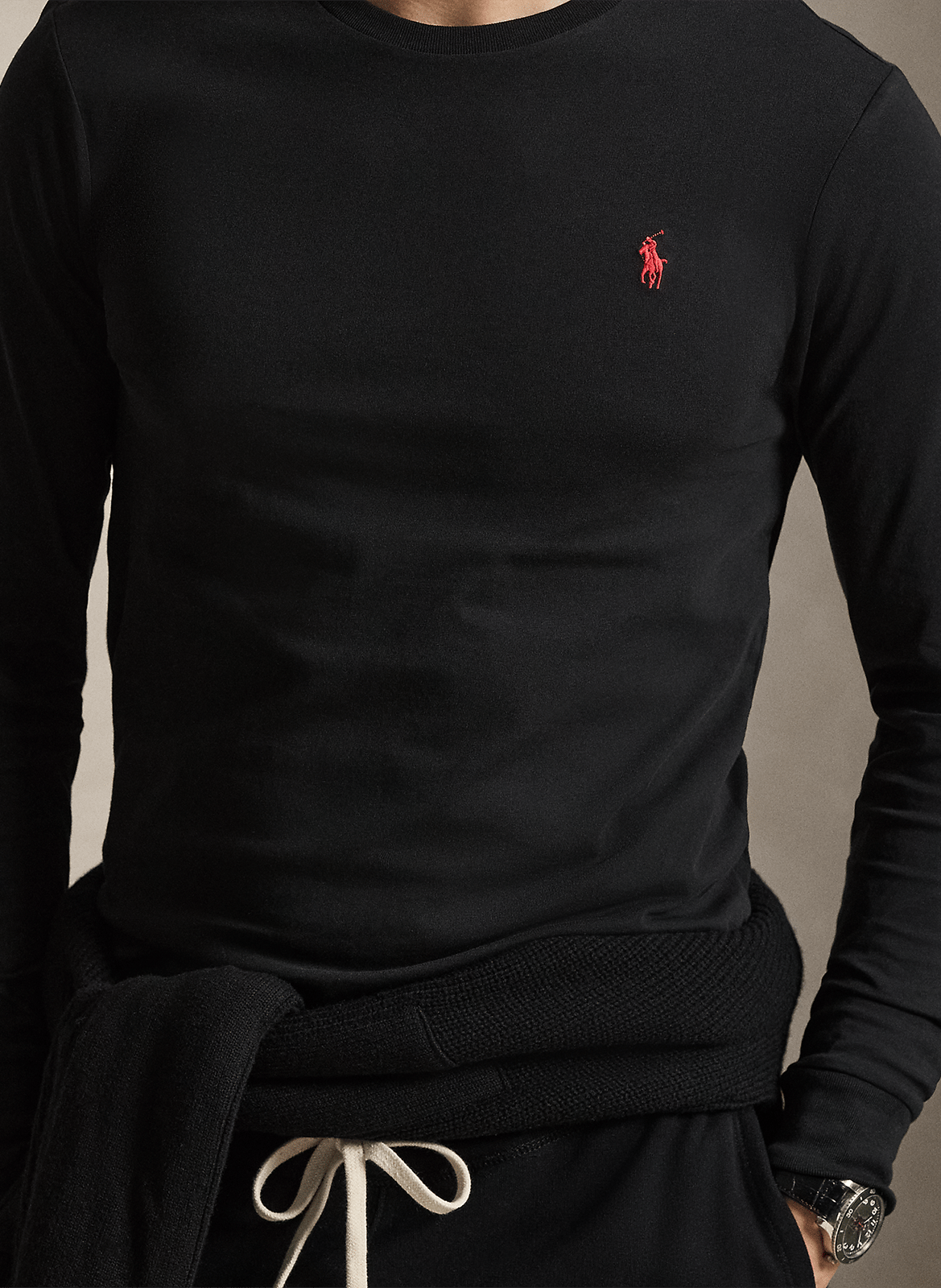 Tee-shirt col rond slim-fit en coton POLO RALPH LAUREN Noir