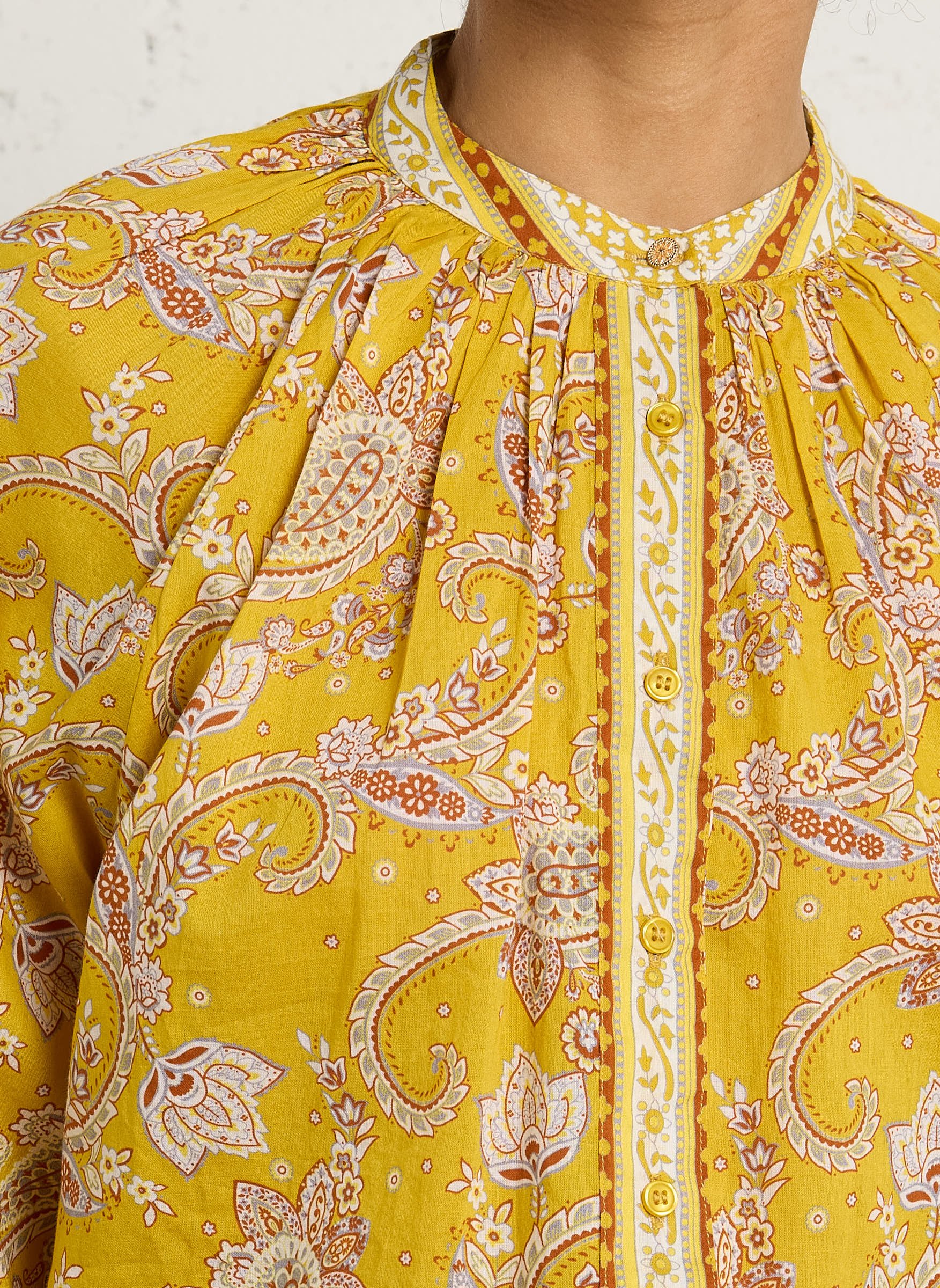 Loose-fit cotton shirt with mandarin collar PETITE MENDIGOTE Green