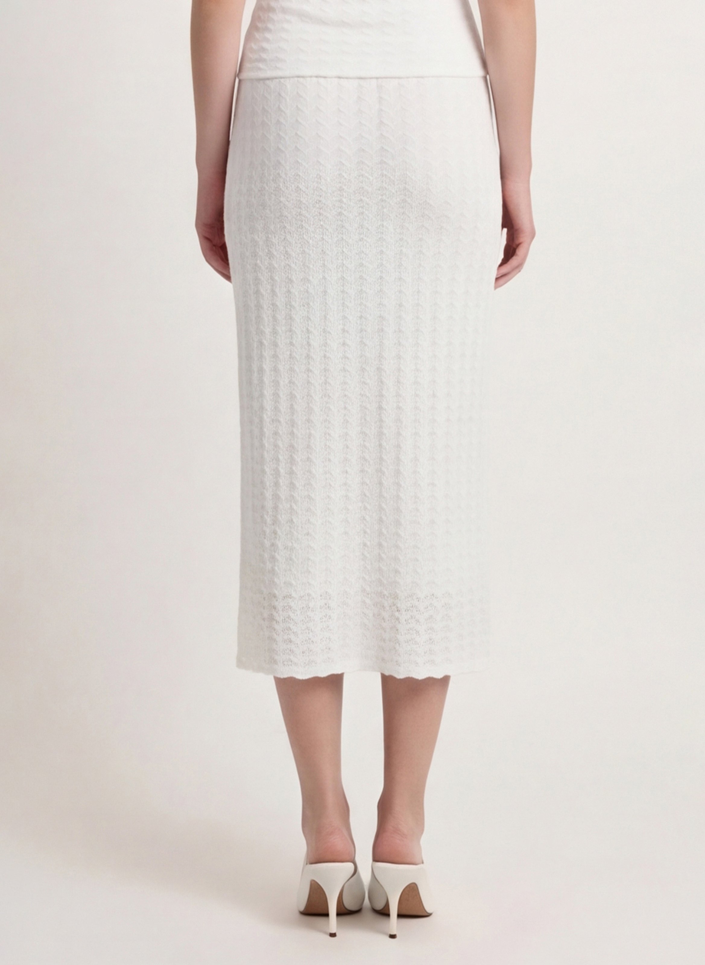 Jupe évasée à tricotage fantaisie KOOKAI Blanc