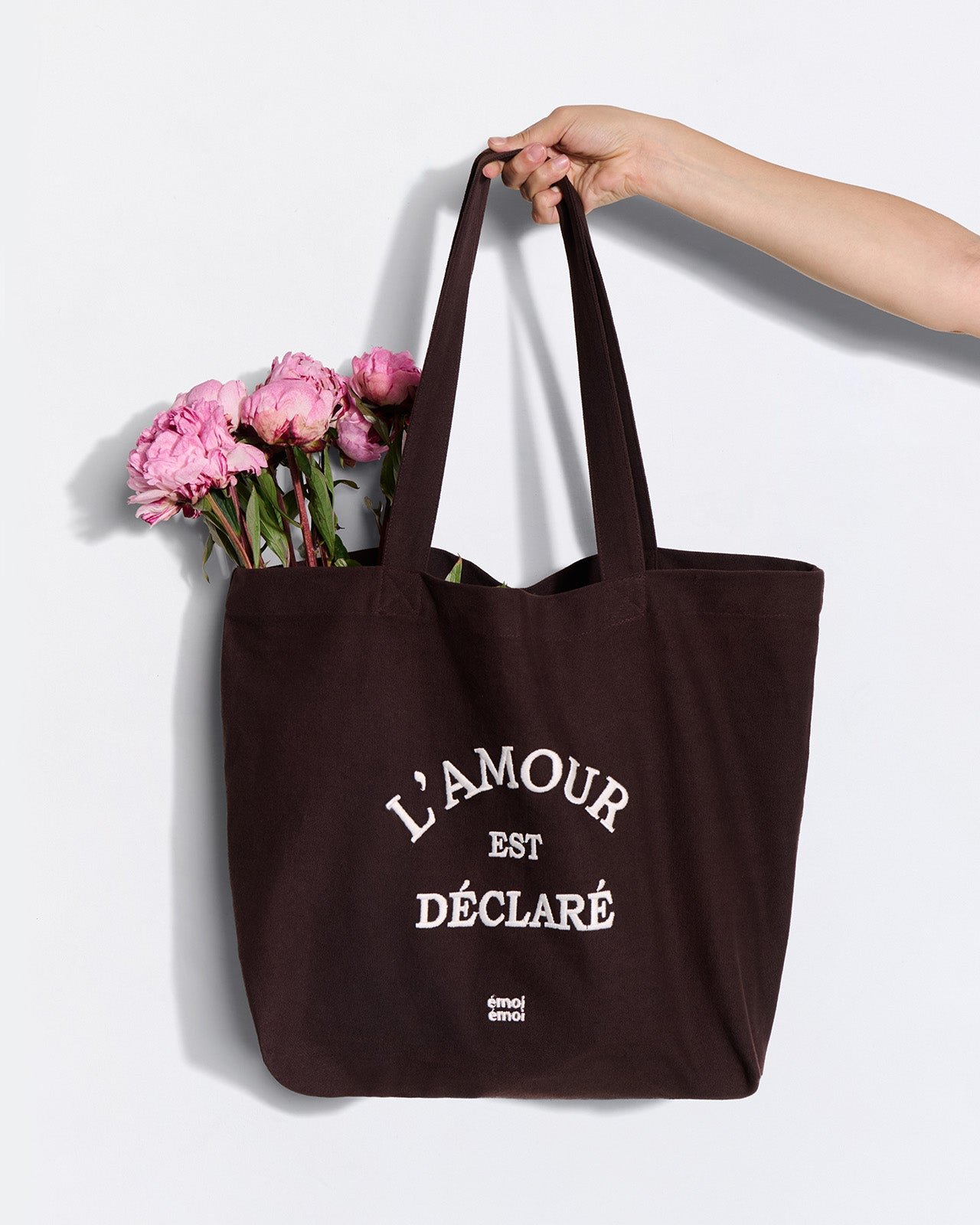 Embroidered tote bag "Love is Declared" EMOI EMOI Brown