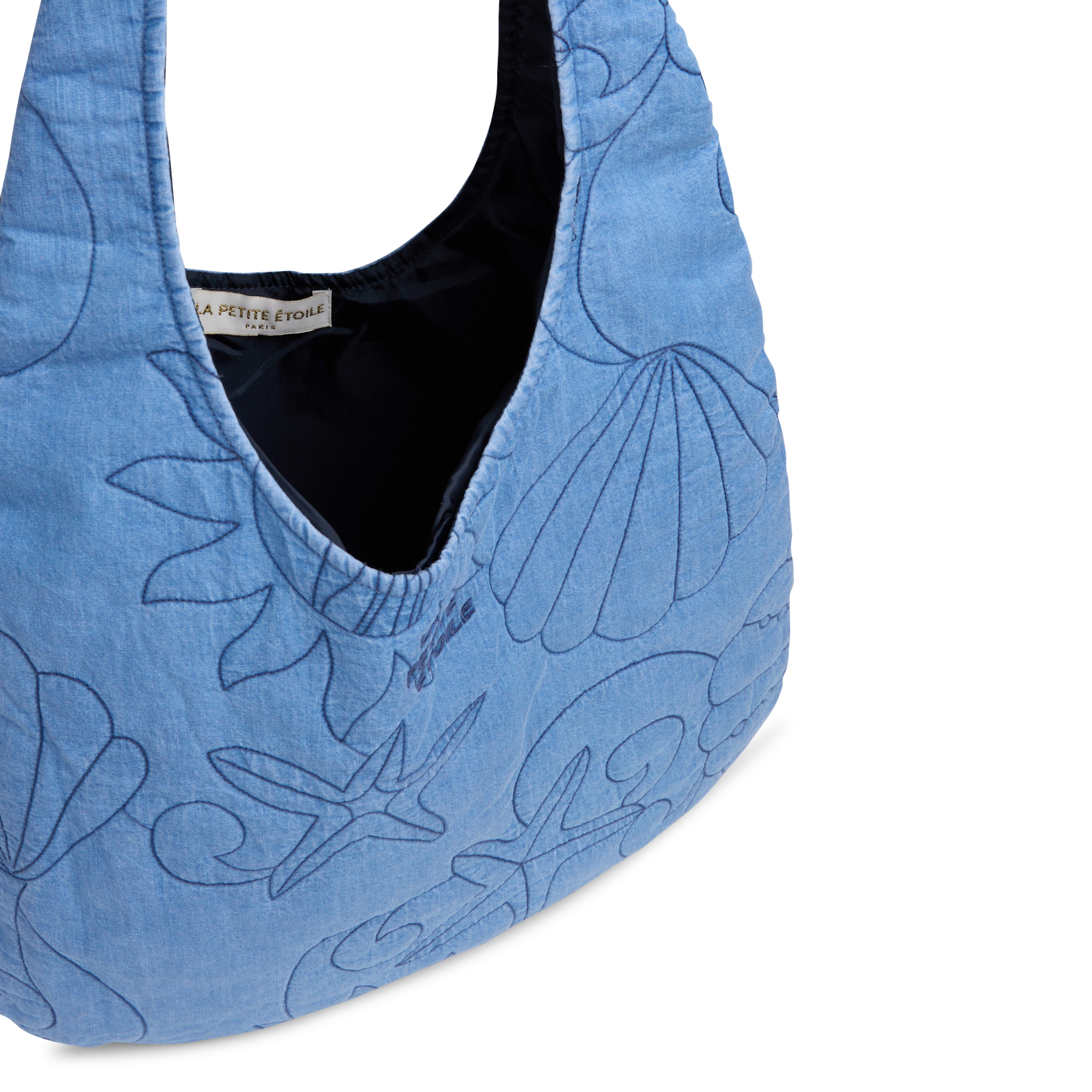 Tasche mit Denim-Effekt und bestickten Mustern LA PETITE ETOILE Stone-bleached Jeans