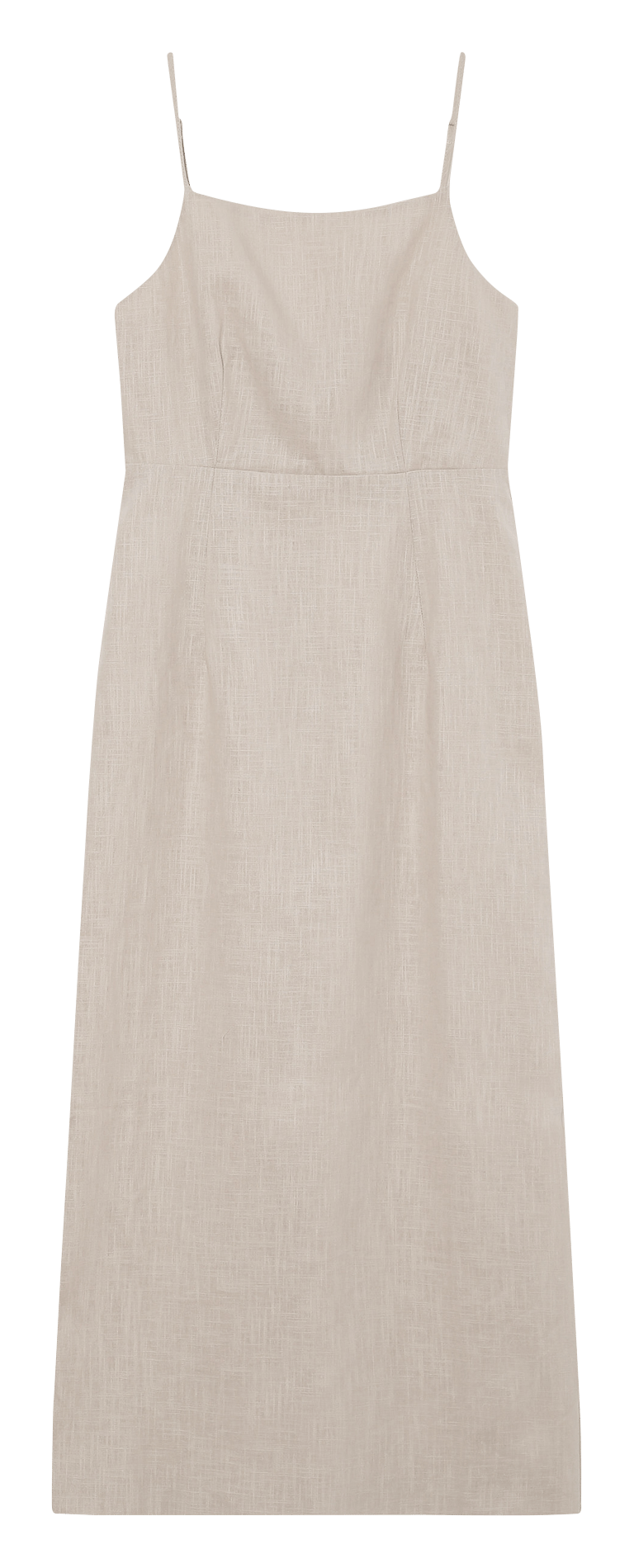 Solid color straight midi linen blend dress GRACE ET MILA Beige