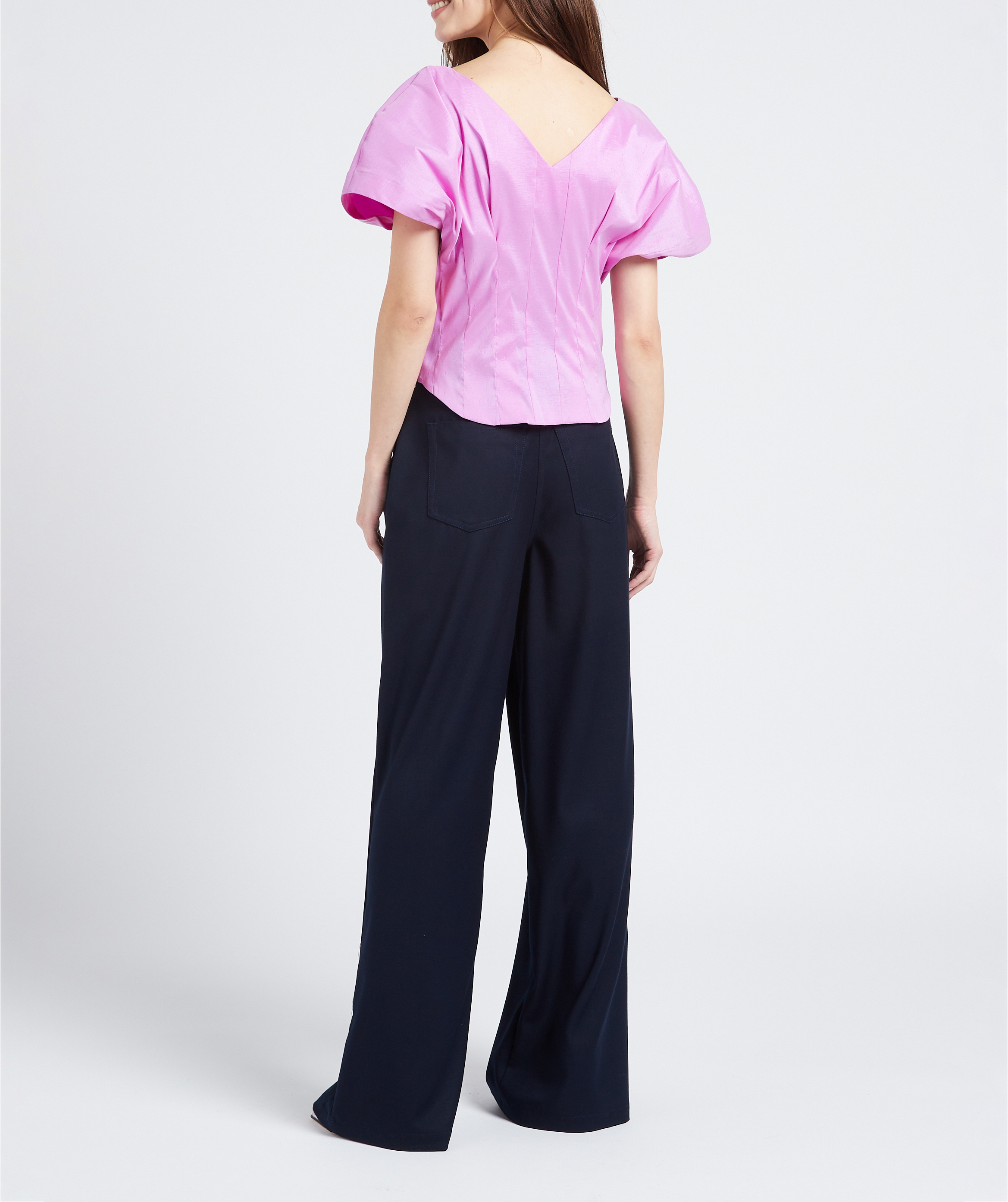 Wijde bandplooibroek met hoge taille COLLECTORS CLUB Blauw