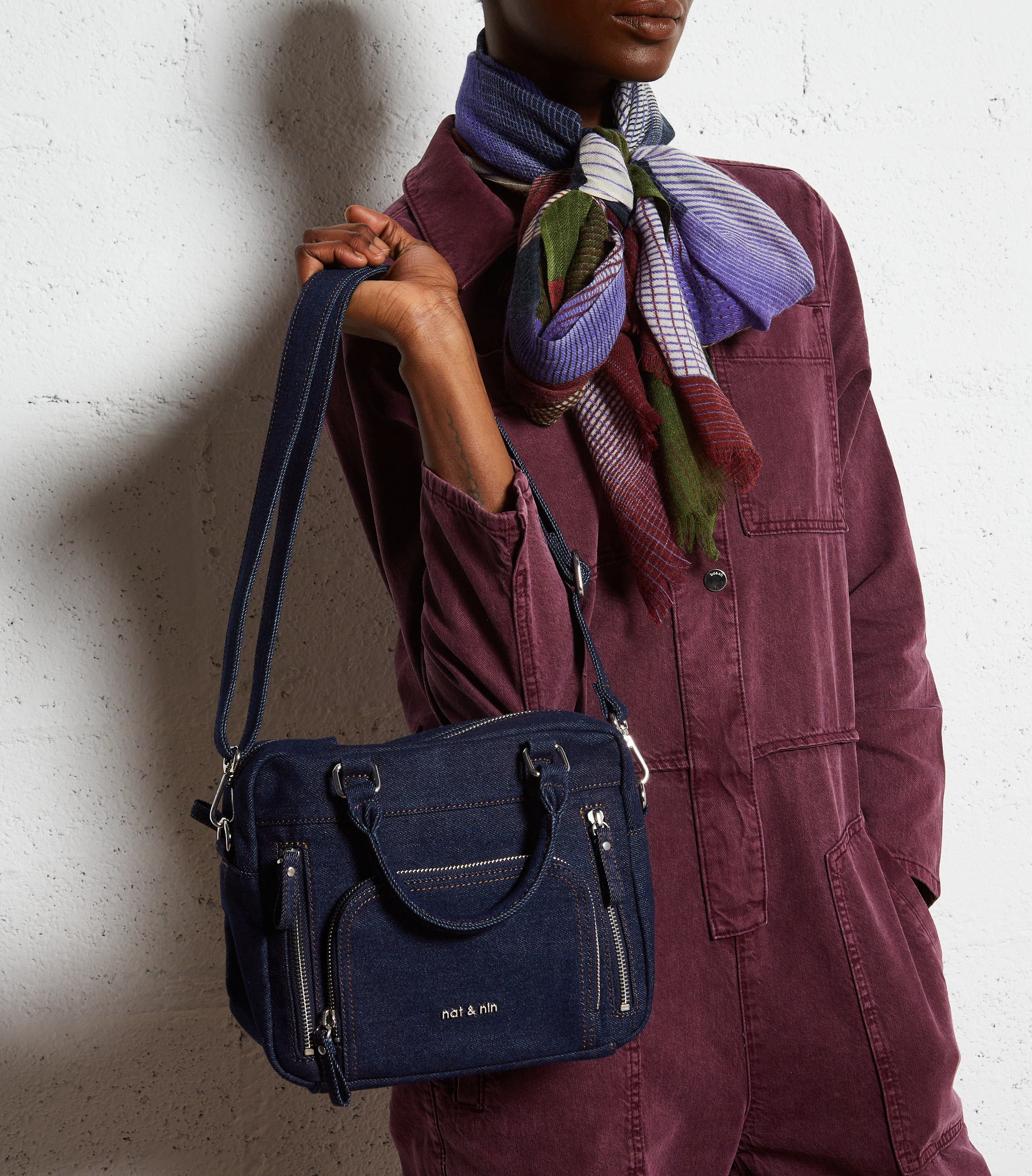 Umhängetasche aus Baumwolldenim NAT & NIN Blau