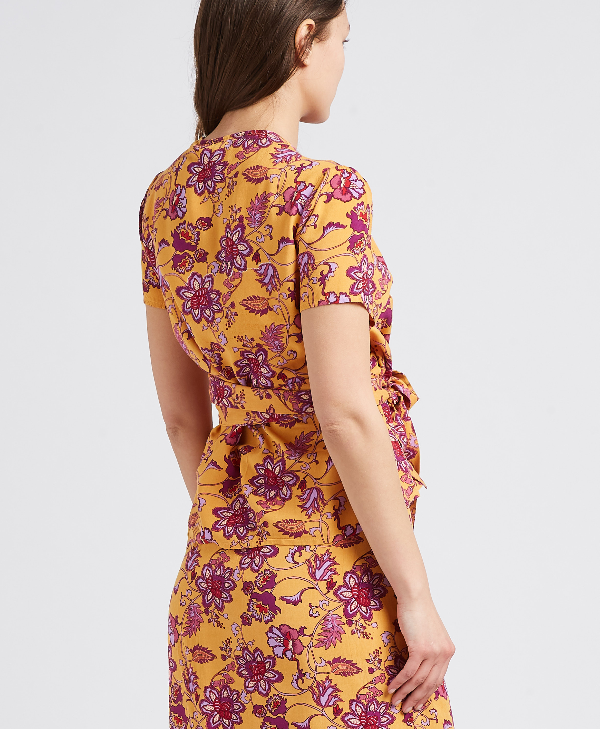 Straight-cut Indian floral print wrap top LA PETITE ETOILE Multicolored