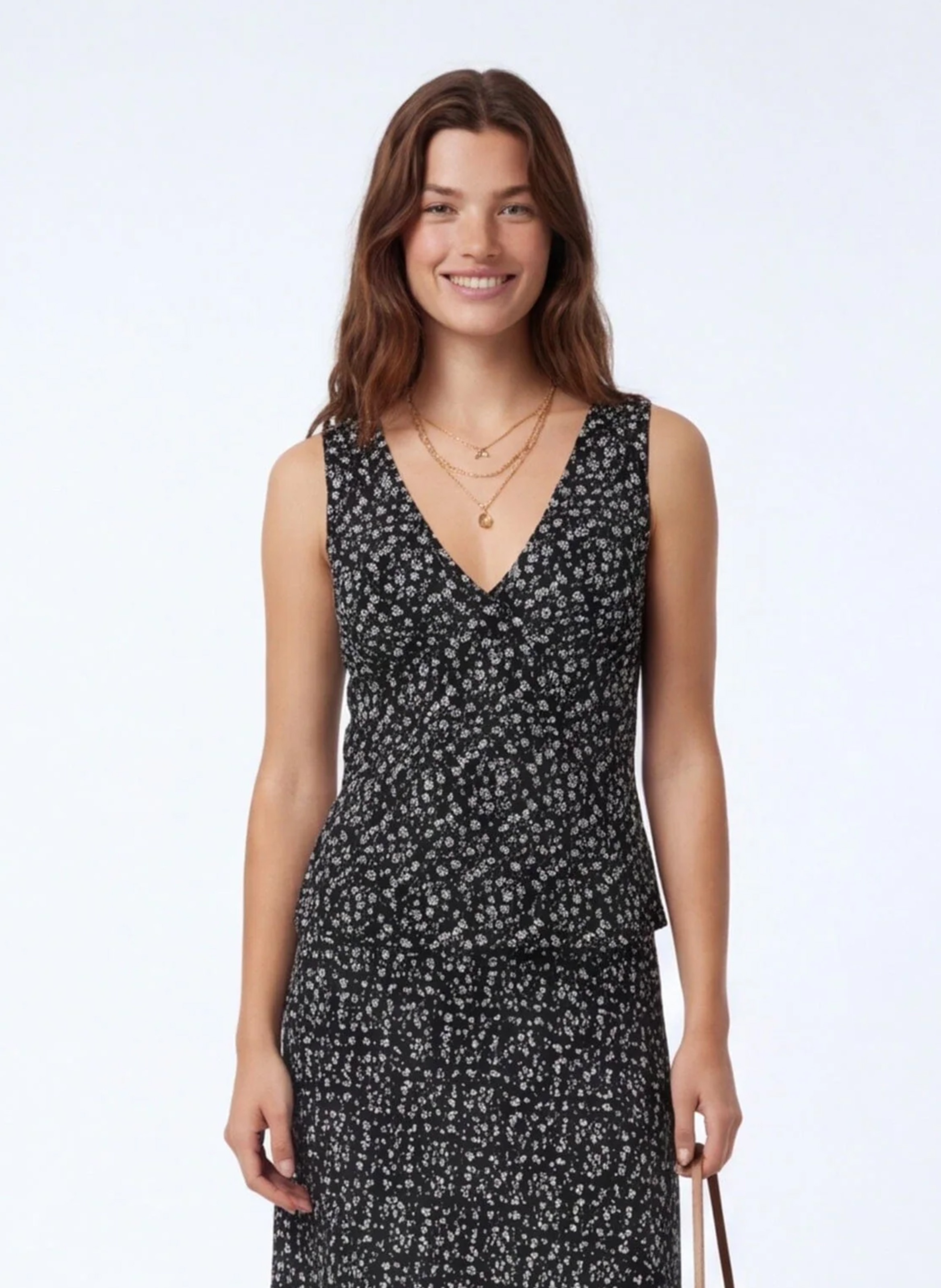 Top mit Blumendruck und V-Ausschnitt KOOKAI Schwarz